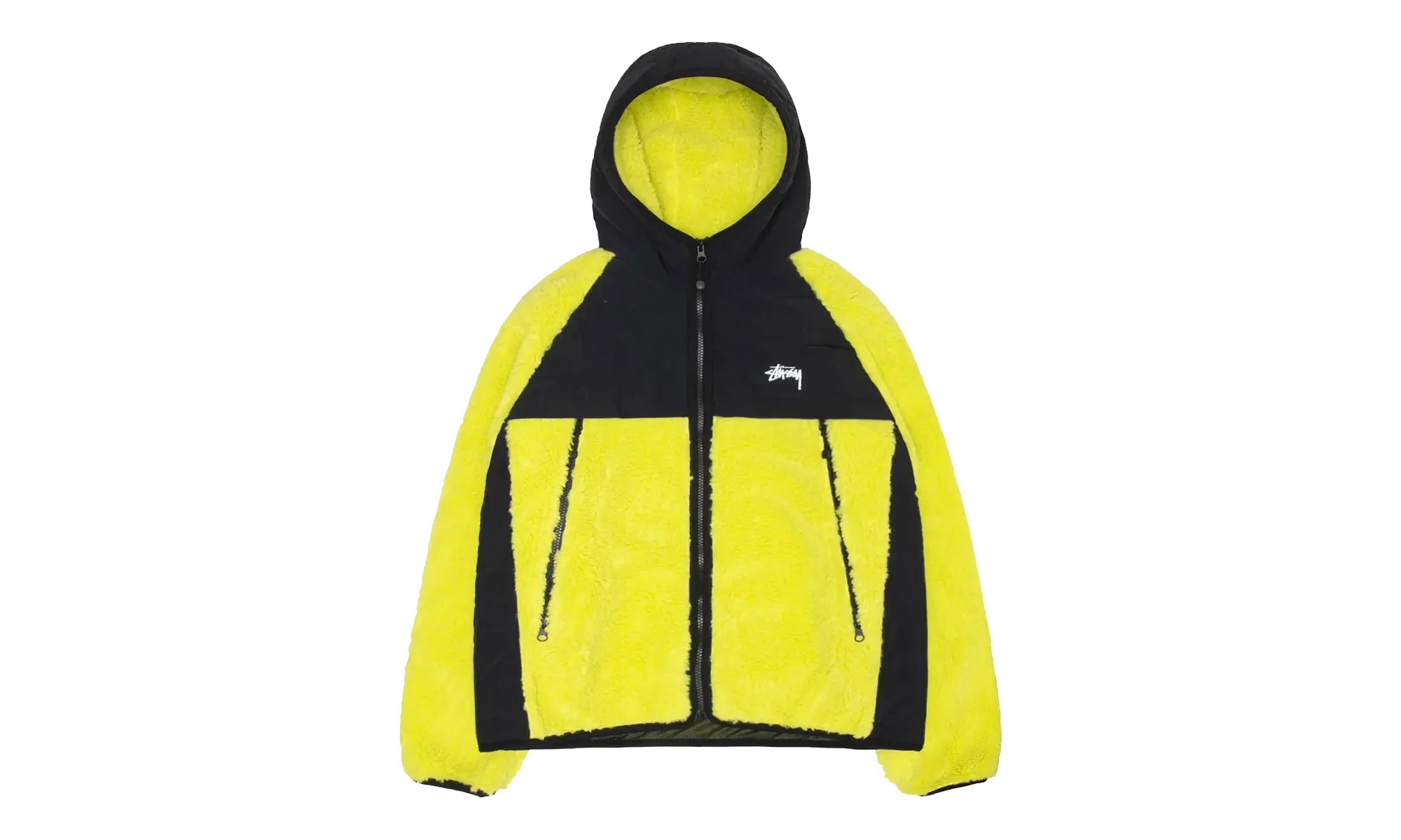 Stussy Sherpa Paneled Hooded Jacket Lime - 1