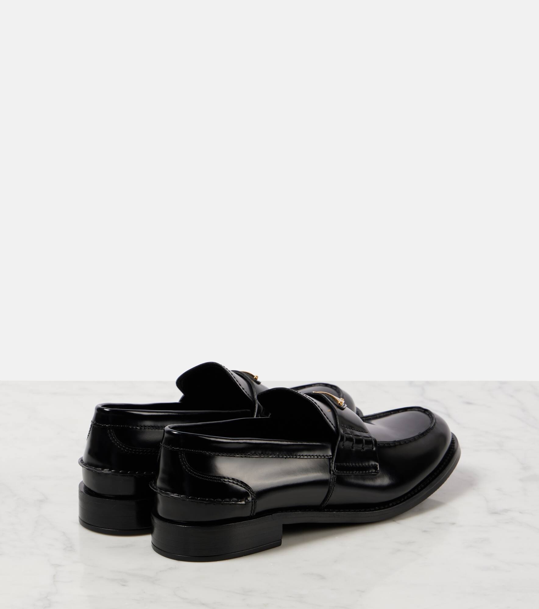 Logo brushed leather loafers - 2