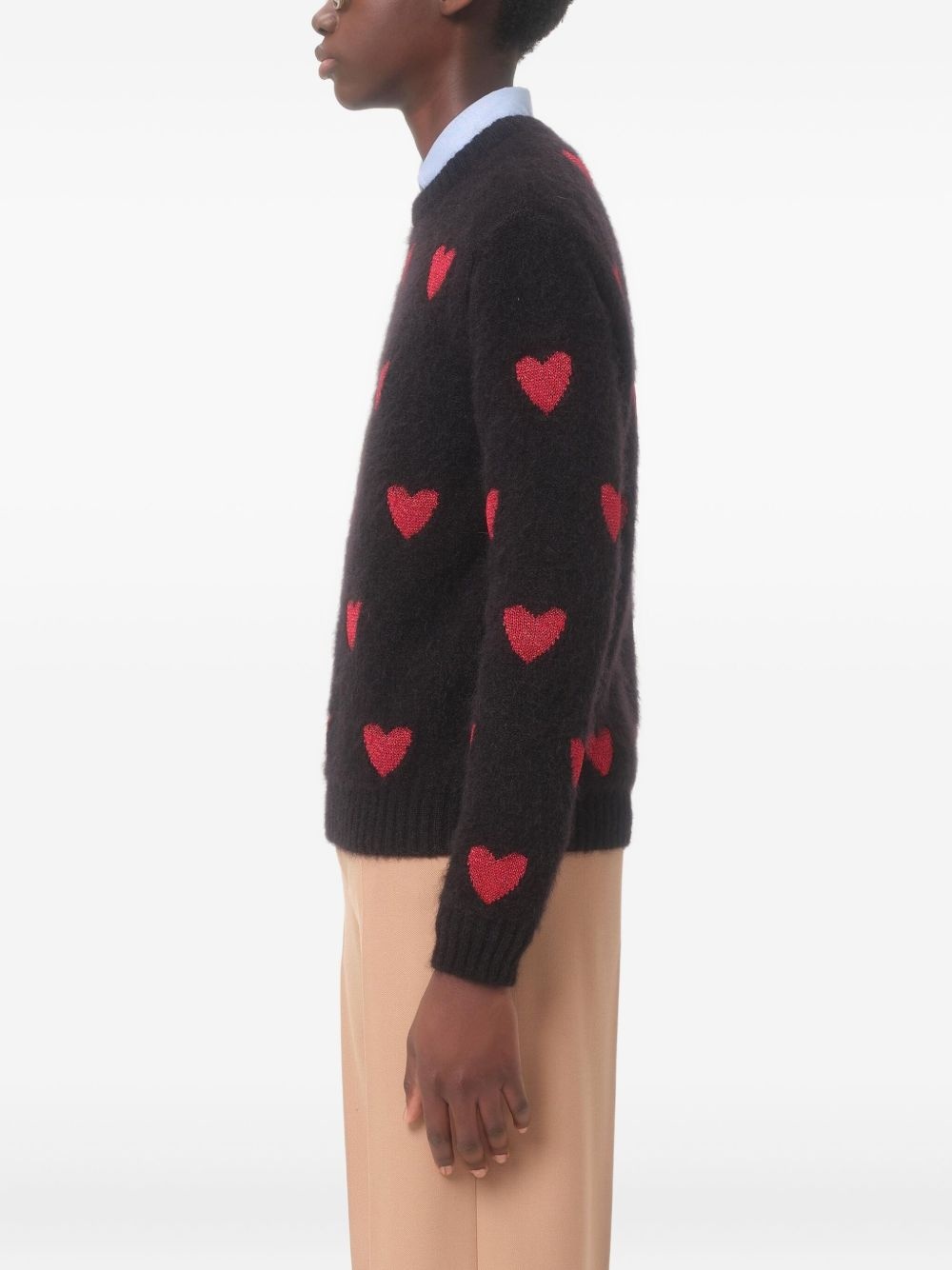 heart-patterned v-neck sweater - 4