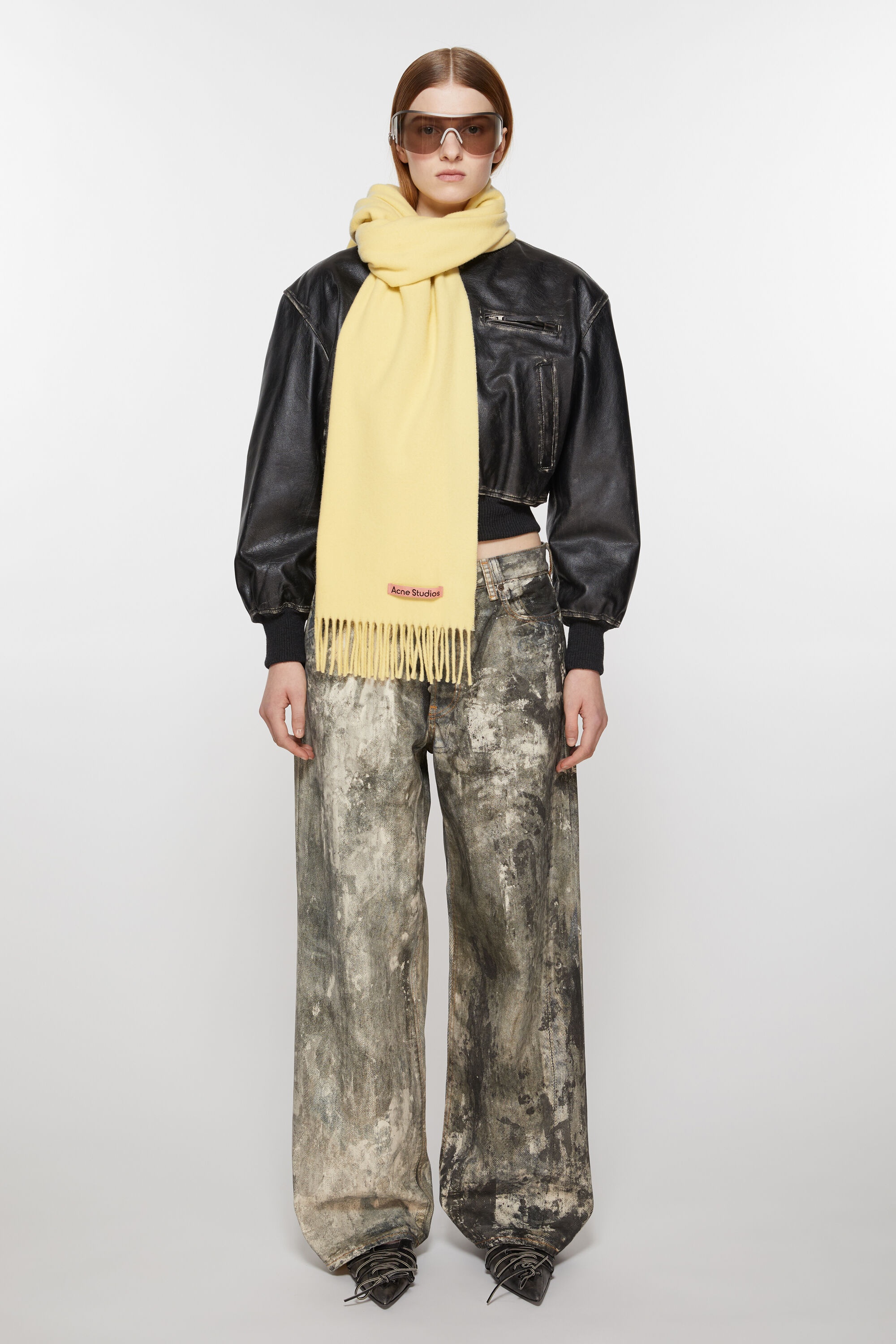 Fringe wool scarf - Narrow - Vanilla yellow - 2