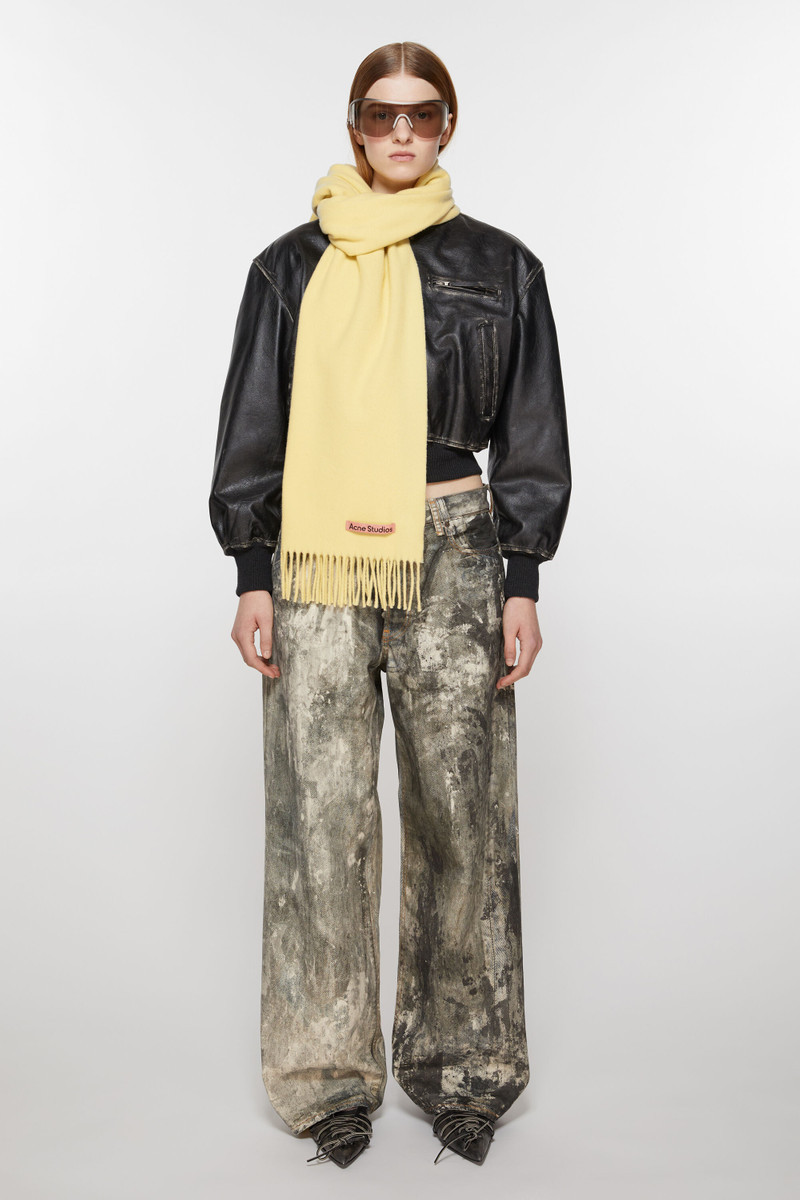 Acne Studios Fringe wool scarf - Narrow - Vanilla yellow outlook