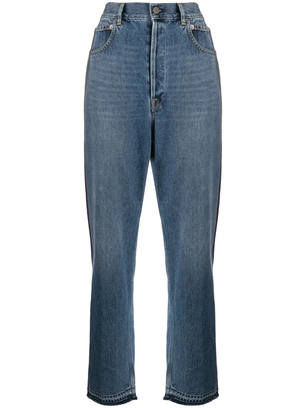 side-stripe straight-leg jeans - 1