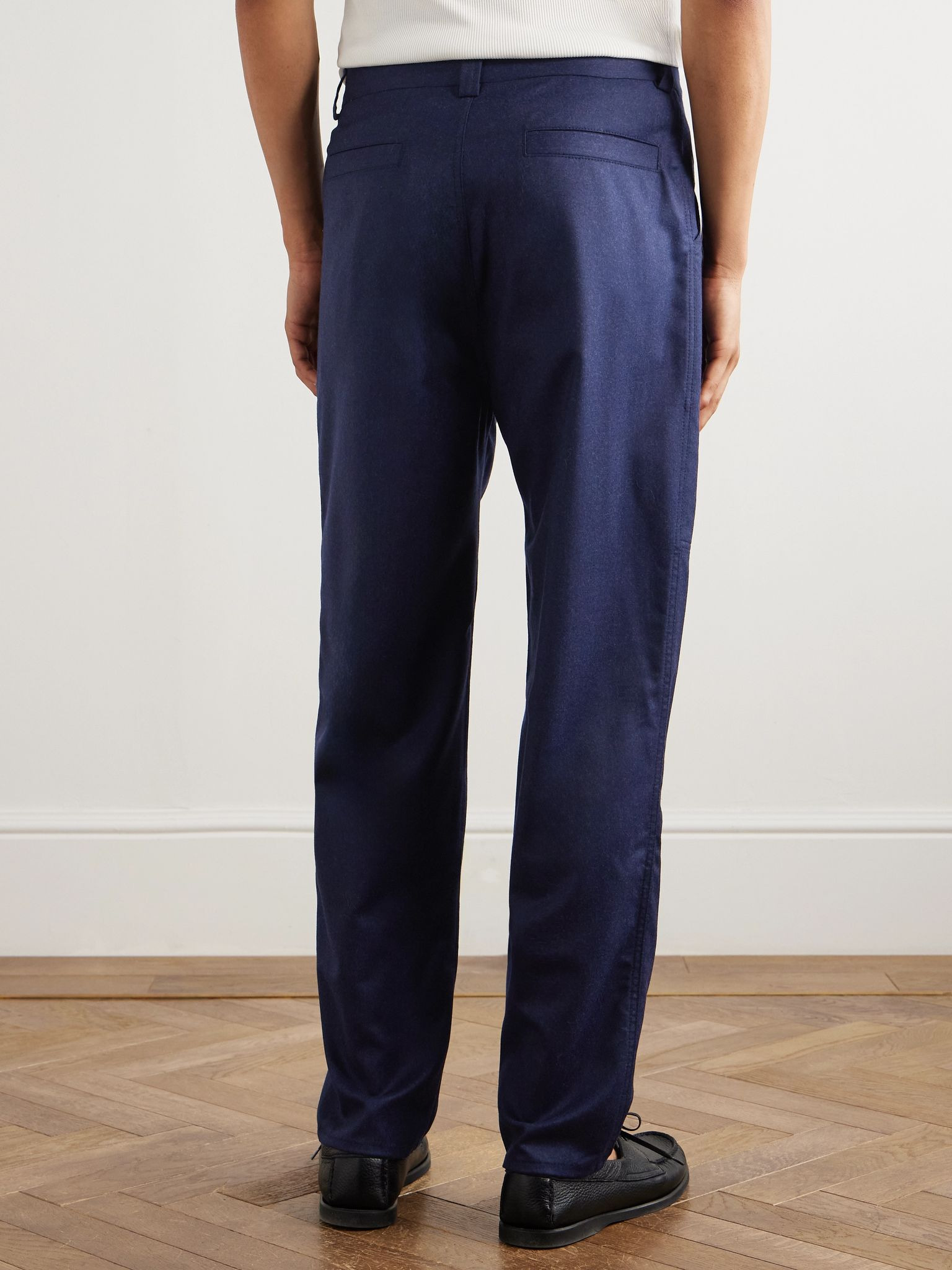 Wide-Leg Virgin Wool-Felt Trousers Blue - 4