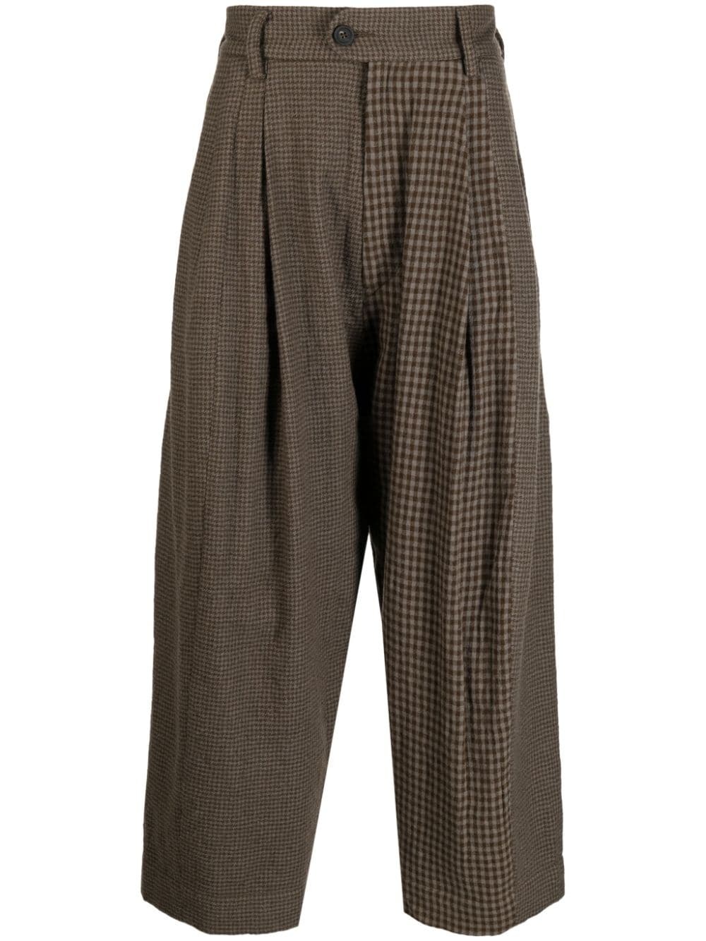 panelled pleated drop-crotch trousers - 1
