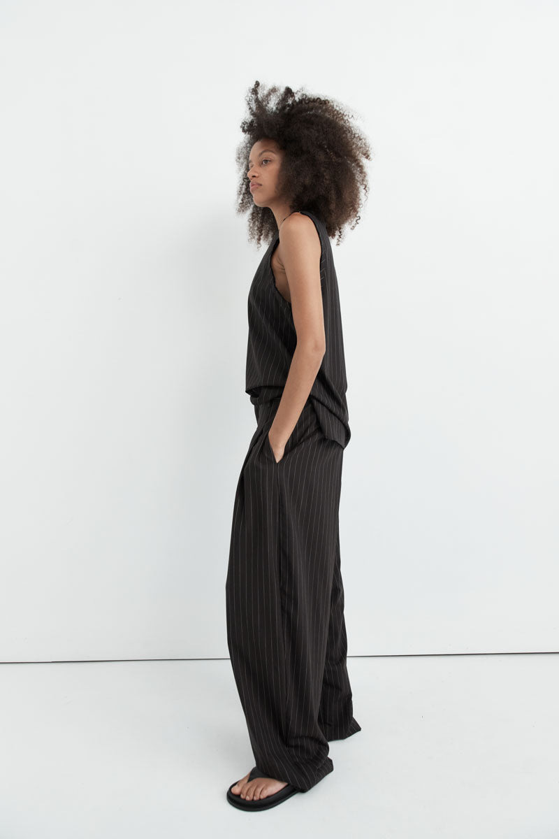 Wool Pinstripe Tank - Mahogany Stripe - 9
