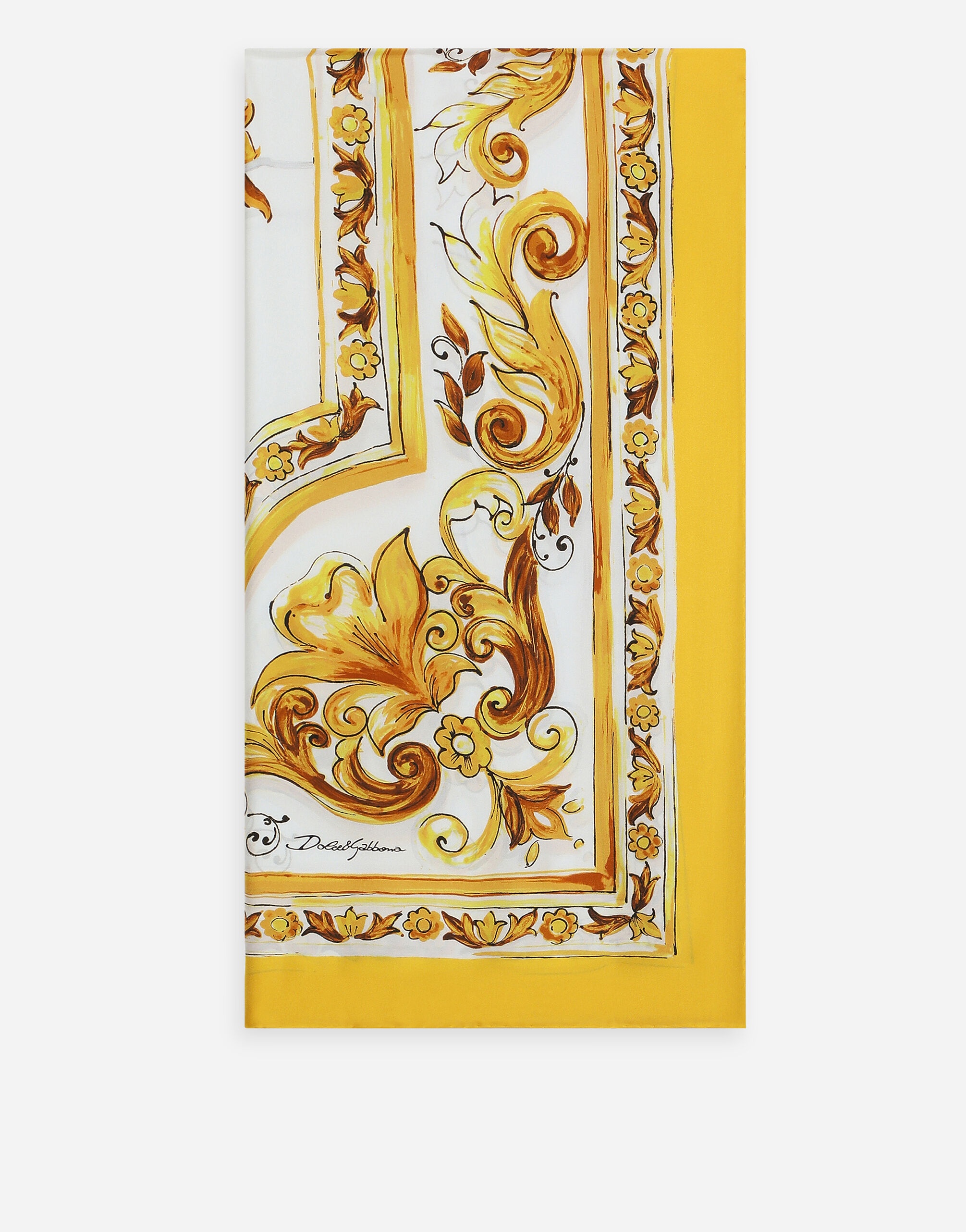 Large majolica-print silk twill scarf (140x140) - 2