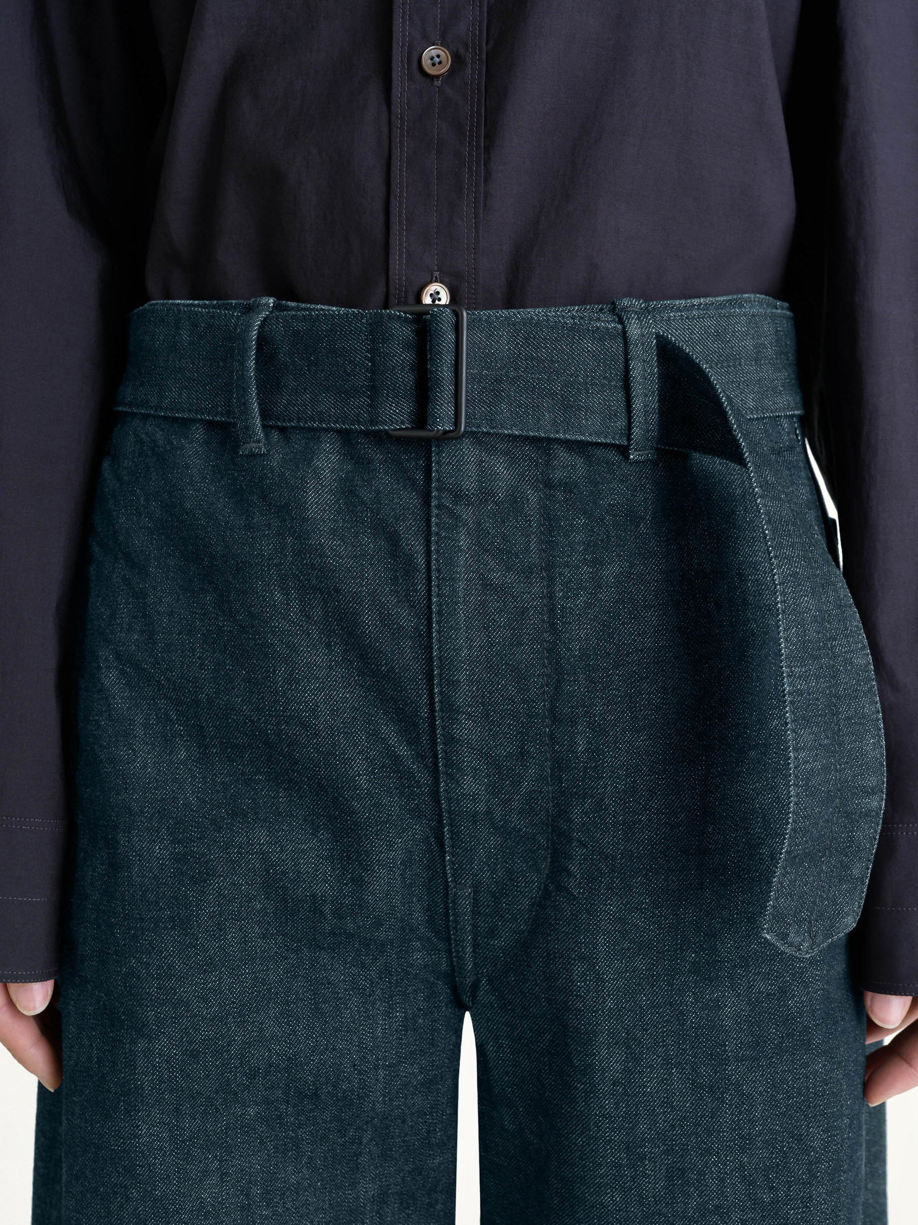 Twisted Belted Pants in Denim Indigo - 6