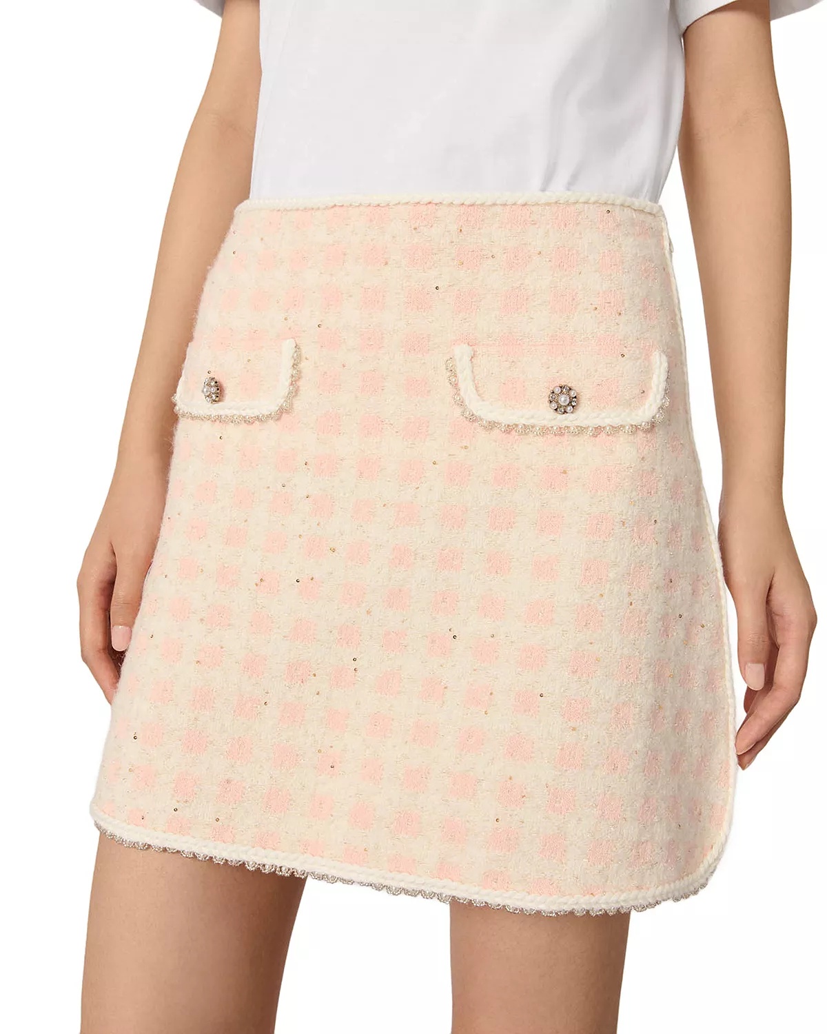 Short Tweed Effect Knit Skirt - 5
