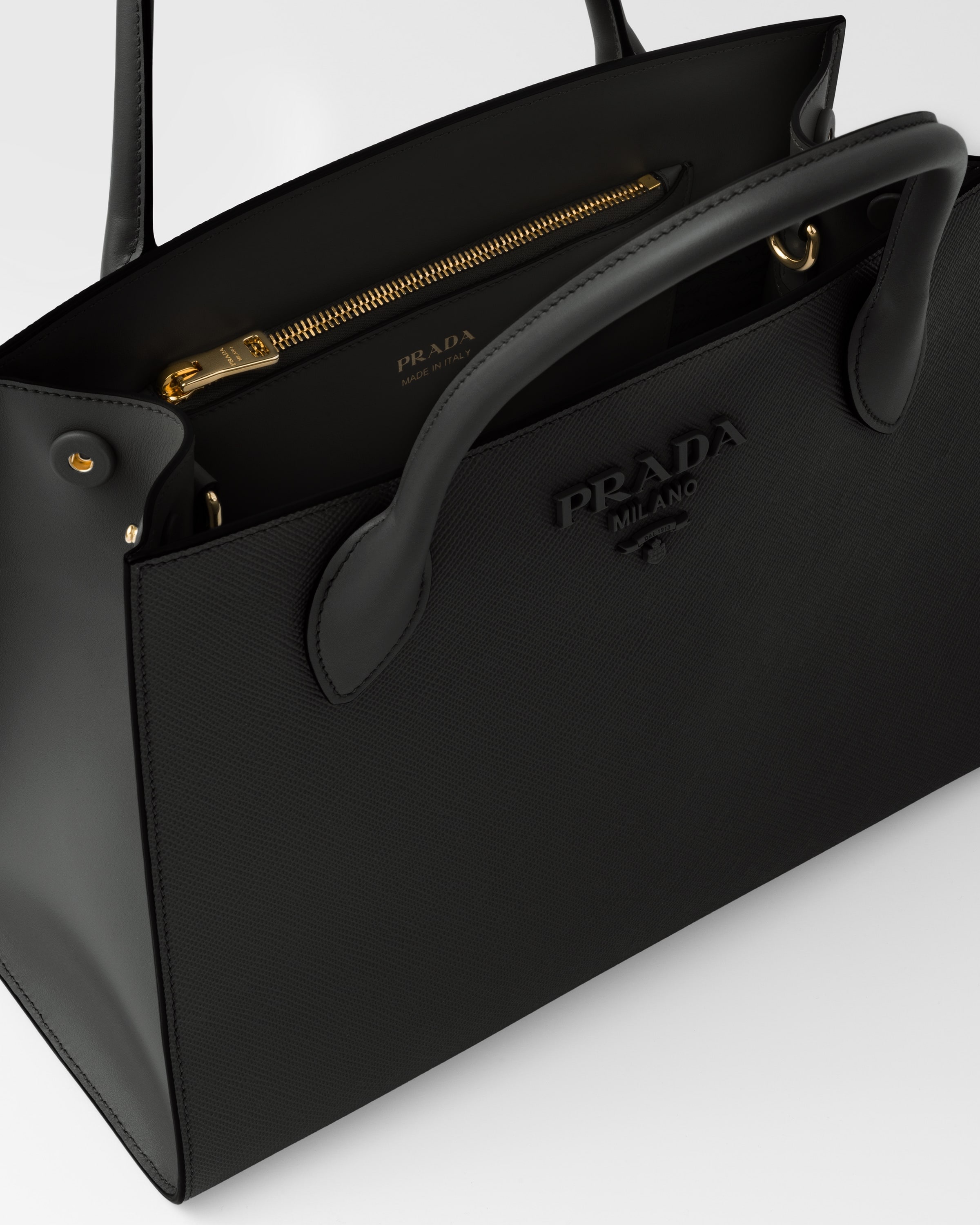 Black Prada Monochrome Medium Saffiano Bag