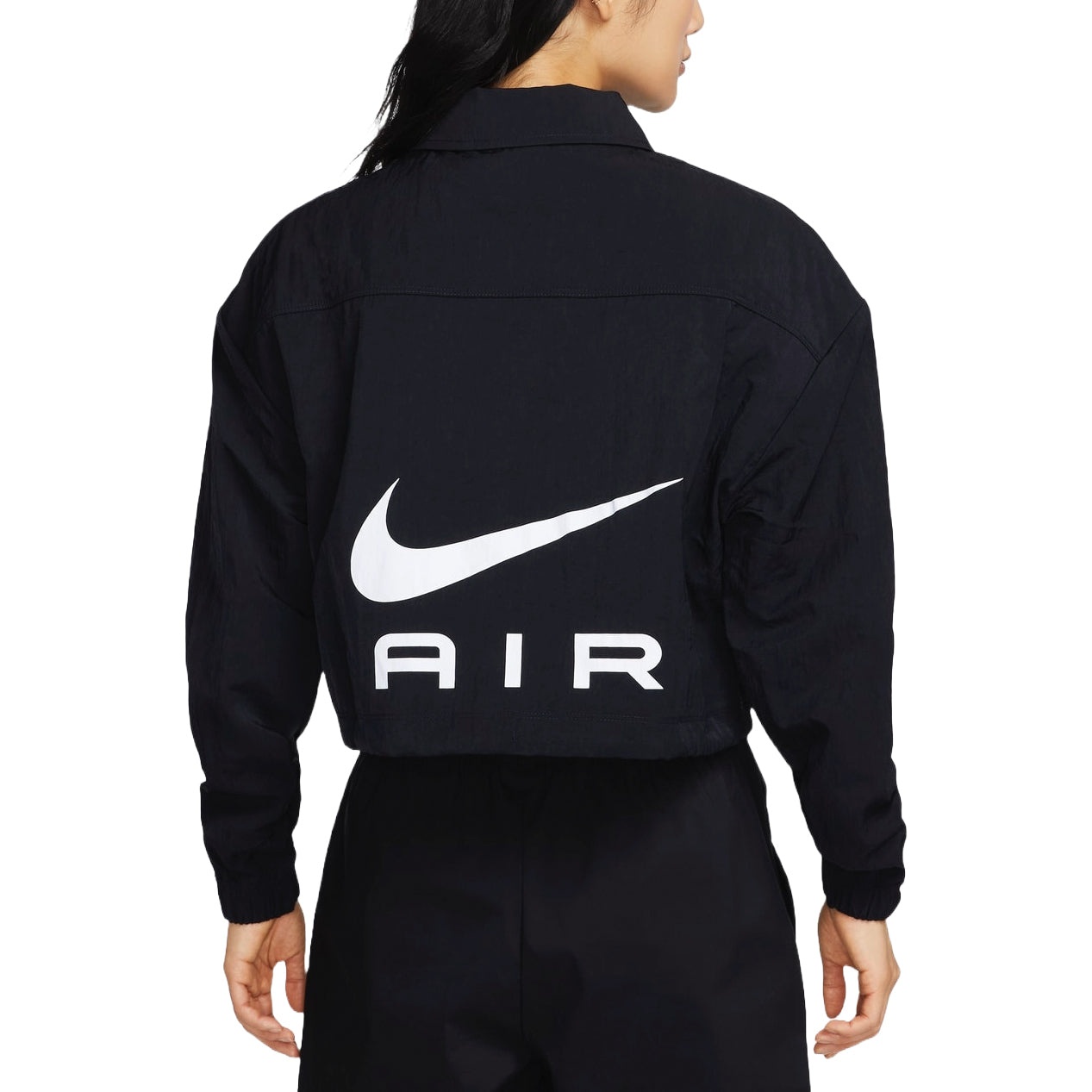 (WMNS) Nike Air Modest Cropped Woven Jacket Asia Sizing 'Black White' FB8078-010 - 2