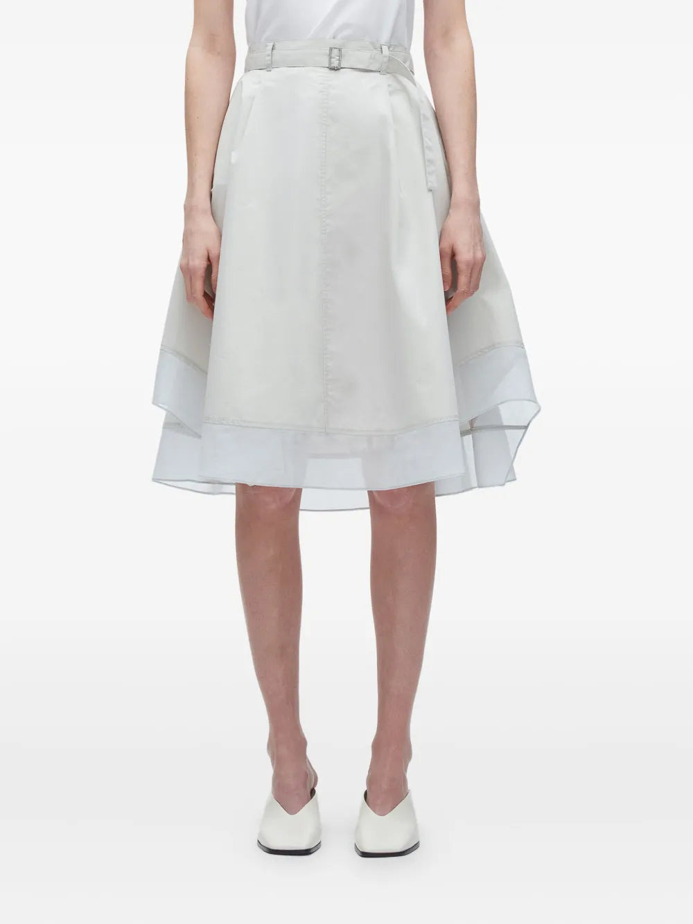 Belted Flounce Skirt With Chiffon Combo - 3
