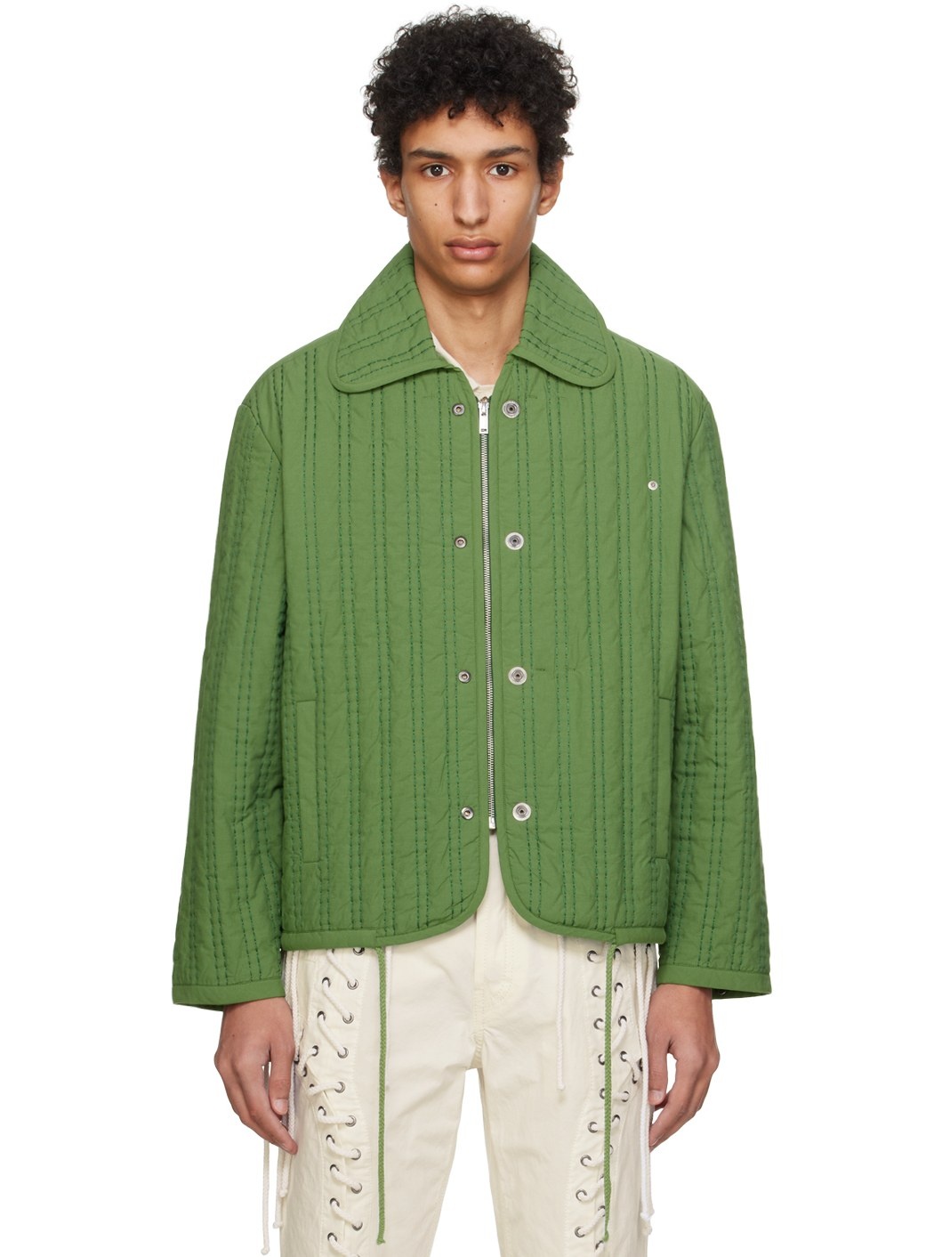 Green Quilted Jacket - 1