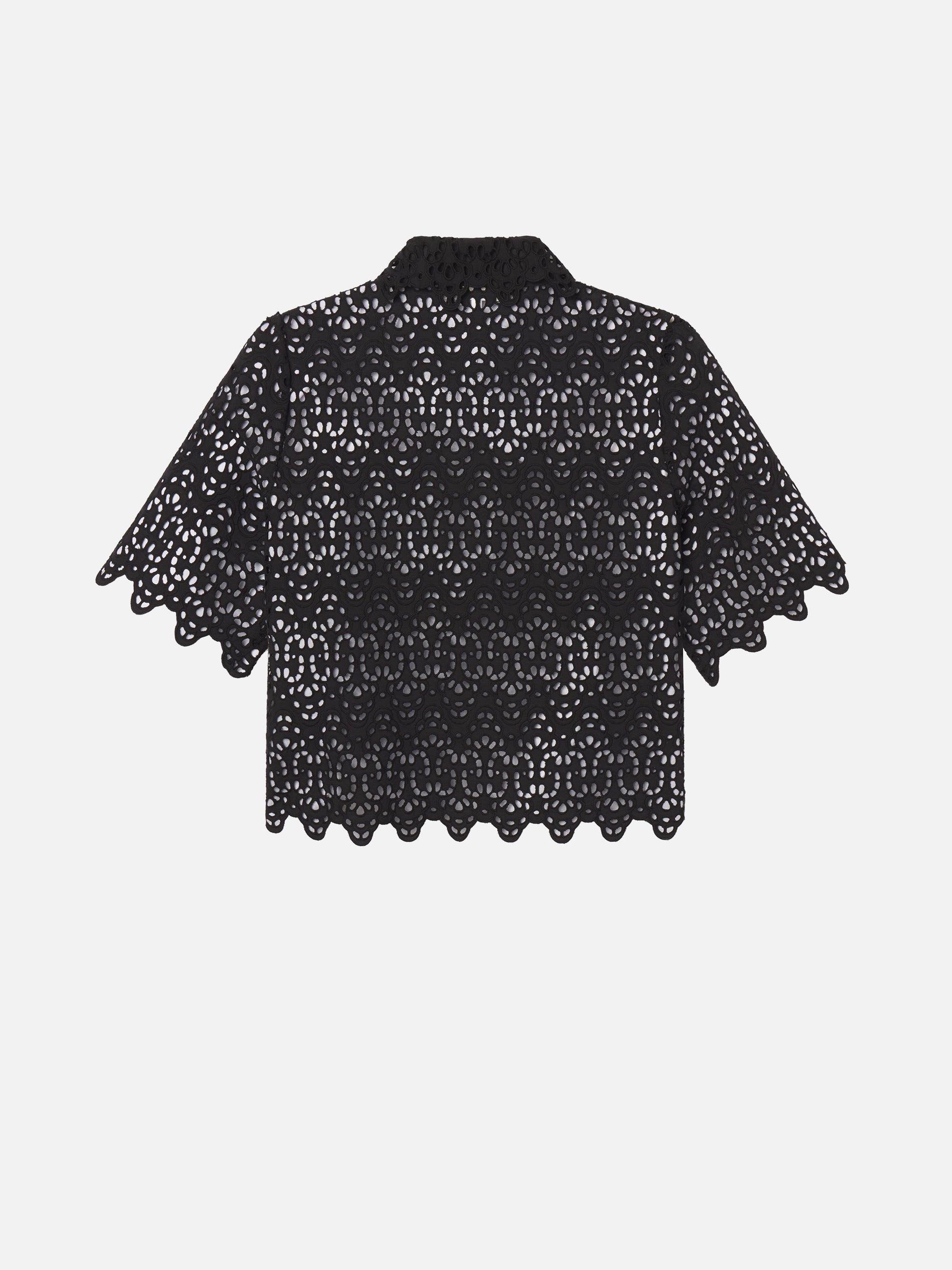 The Deco Eyelet Top in Black - 3