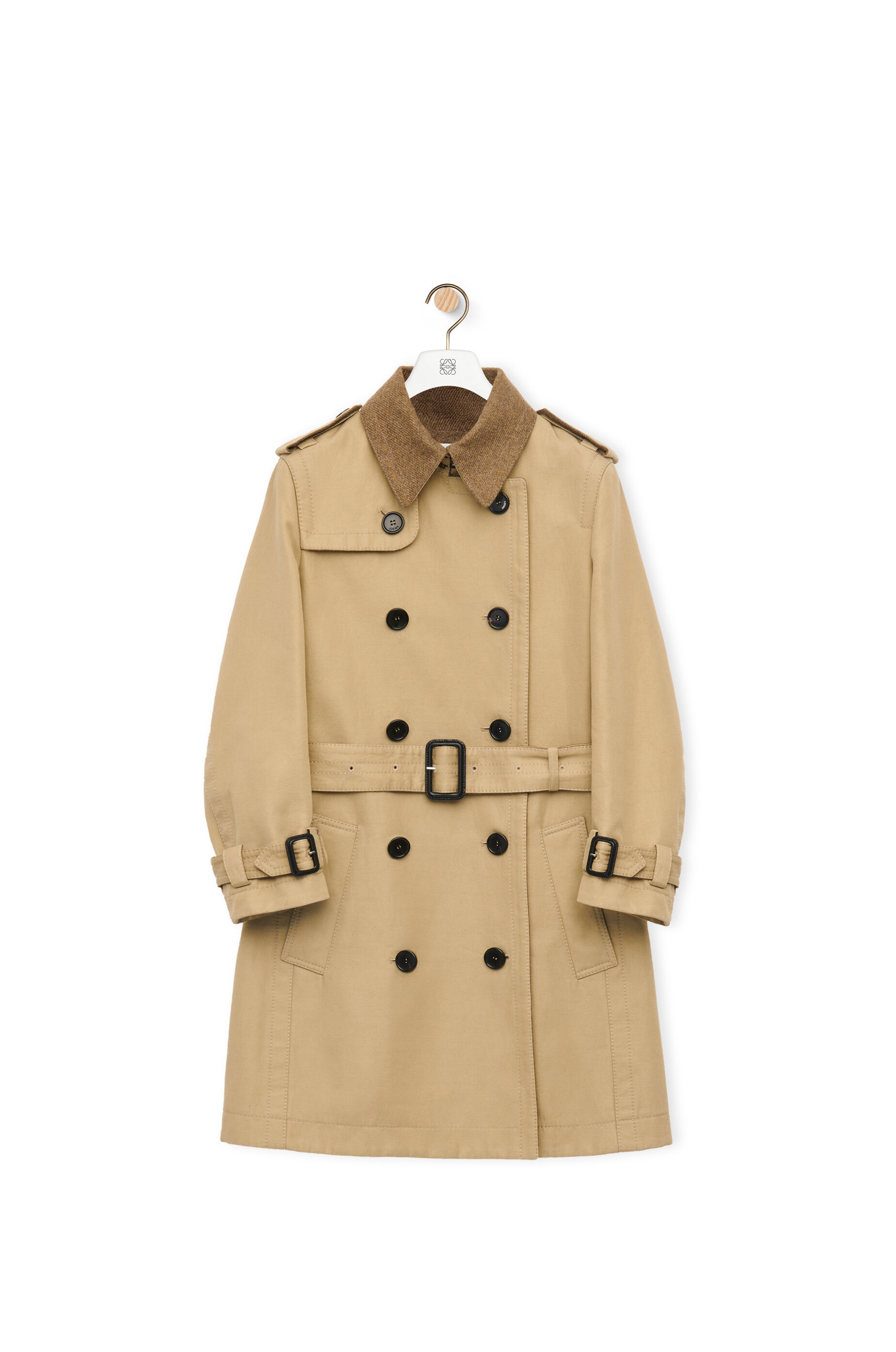 Short trench coat in cotton, linen and cashmere - 1