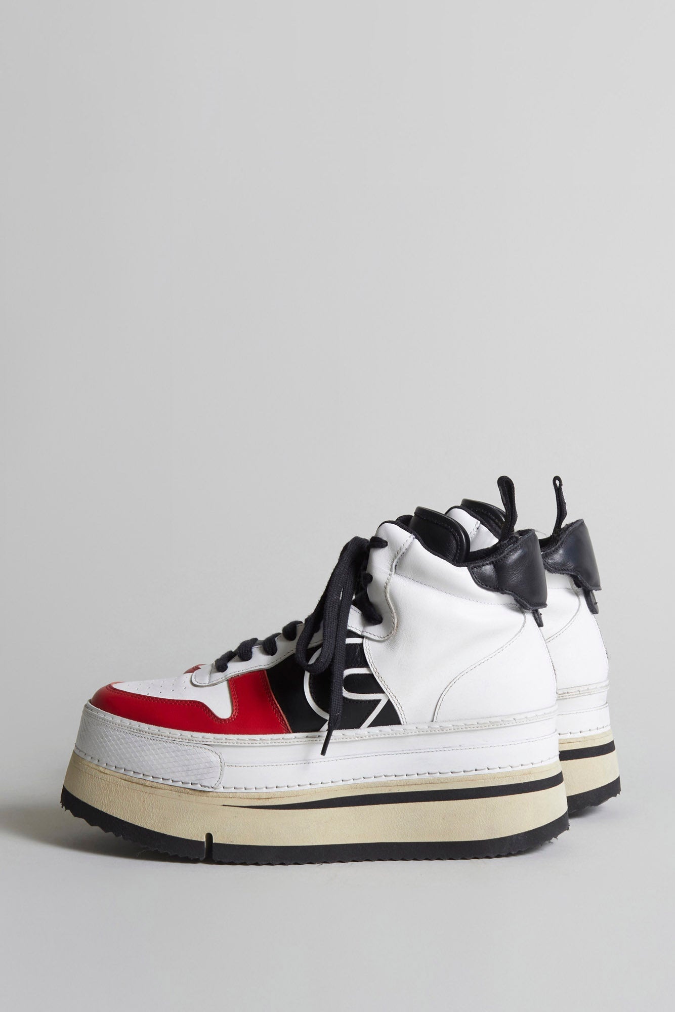 RIOT LEATHER HIGH TOP - SKATE WHITE AND RED - 2