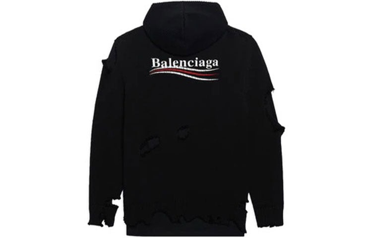 Balenciaga Political Campaign Destroyed Hoodie 'Black' 662718T32121069 - 2