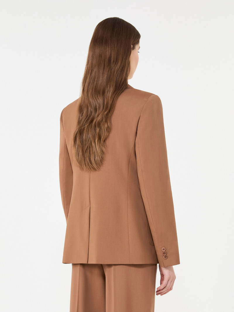 ZINNIA Double-breasted stretch wool blazer - TOBACCO 4