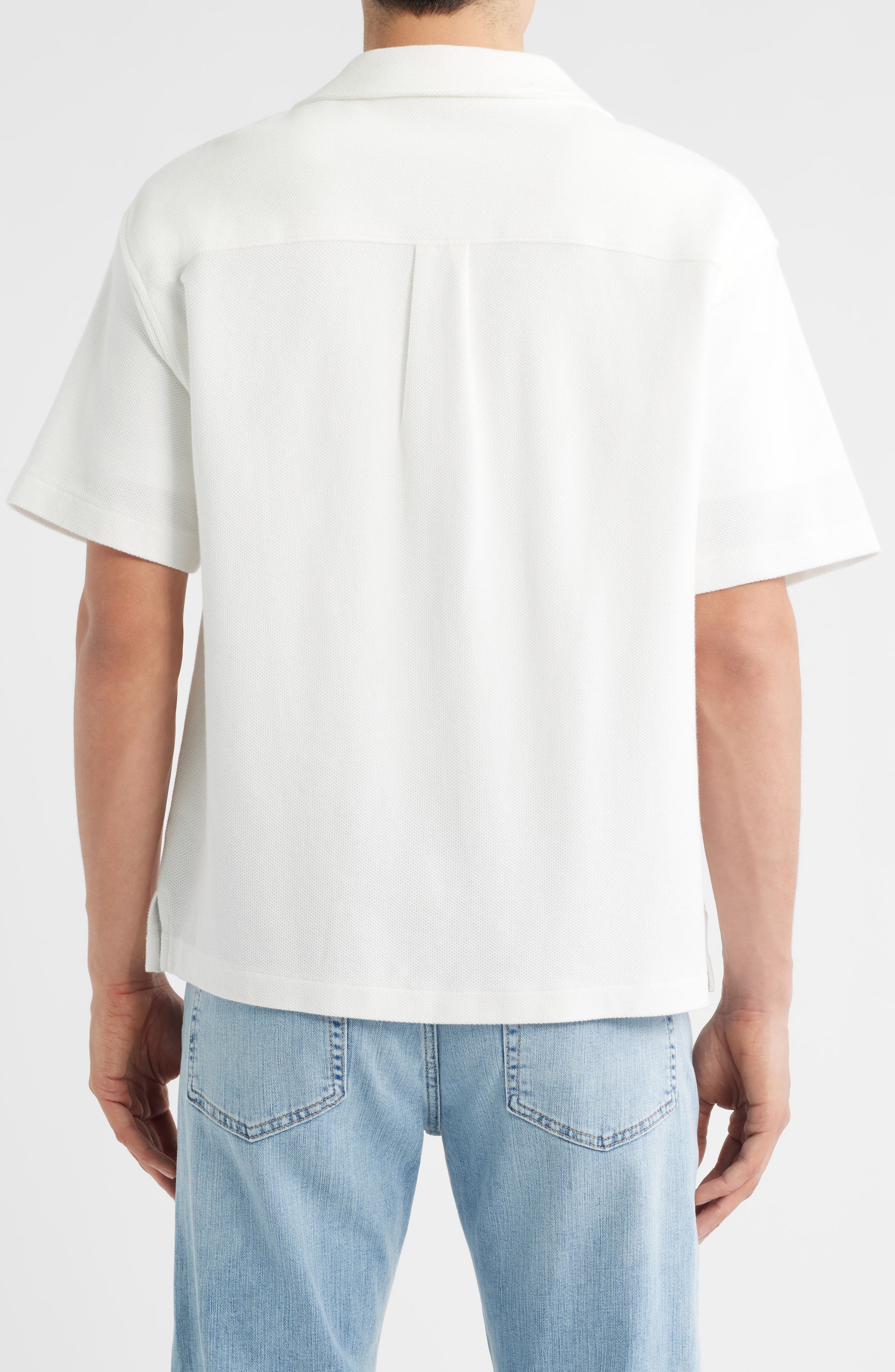 FRAME Relaxed Jacquard Camp Shirt in White at Nordstrom - 3