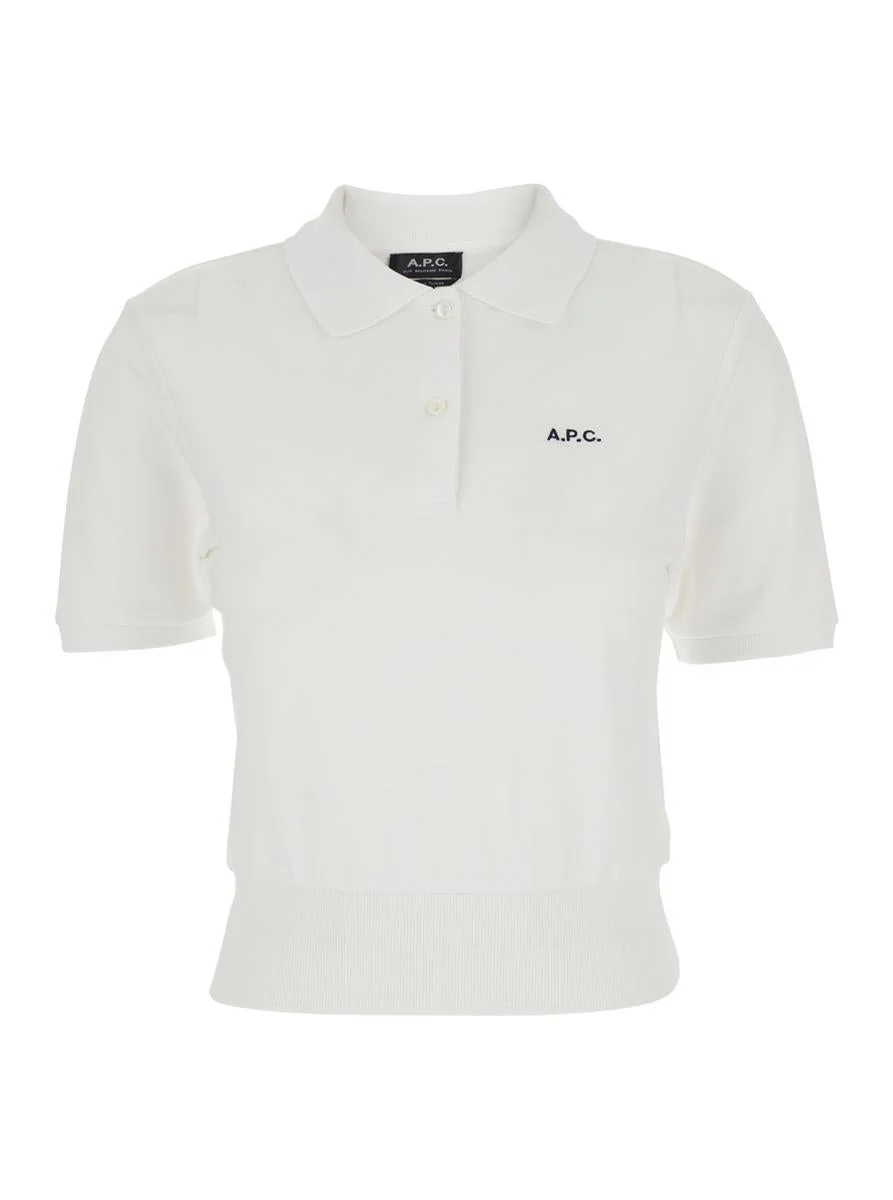 A.P.C. 'Oceane' White Polo Shirt With Classic Collar And Logo Embroidery On The Front In Cotton Woma - 1