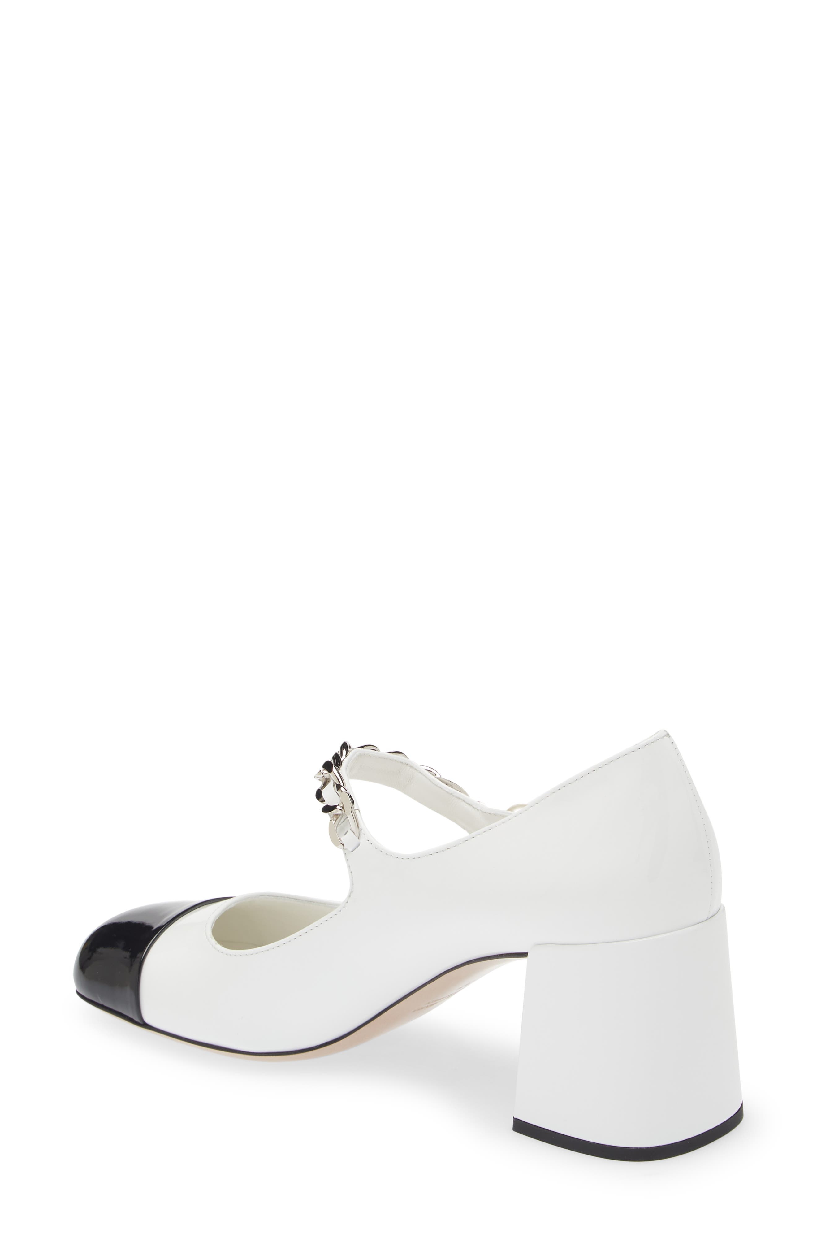 Miu Miu Chain Strap Mary Jane Pump in White/Black at Nordstrom - 2