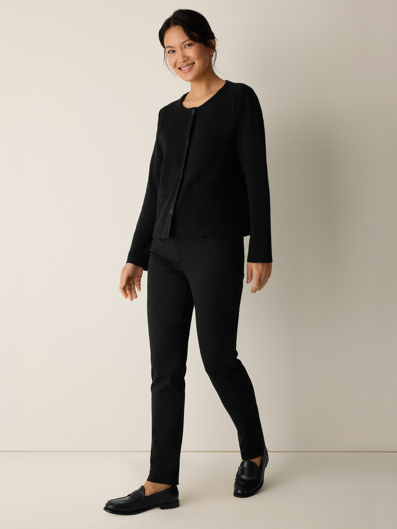 Doubleknit Organic Cotton Stripe Round Neck Jacket 3