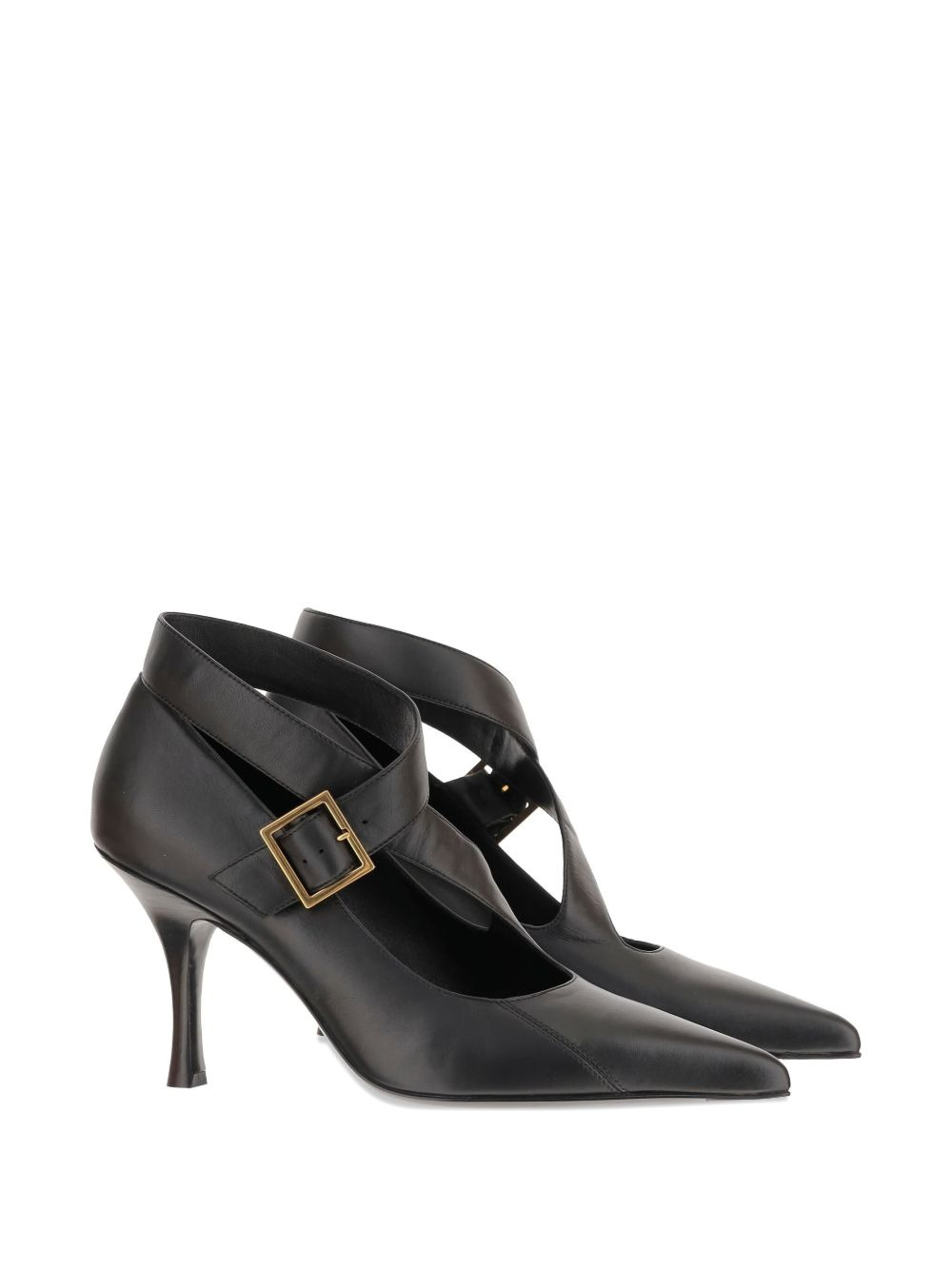 85mm leather heeled pumps - 2