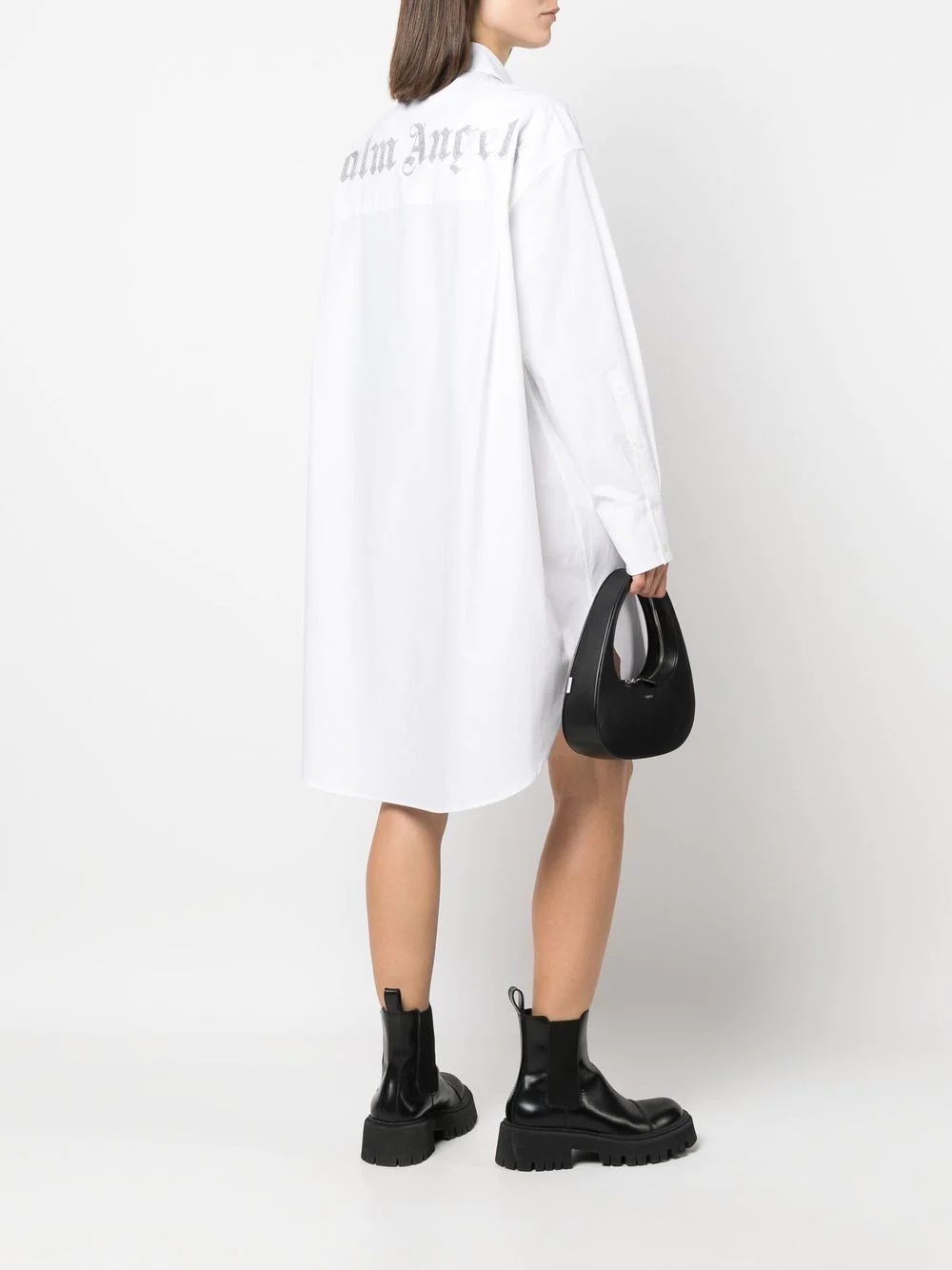 rhinestone logo shirt dress - 2