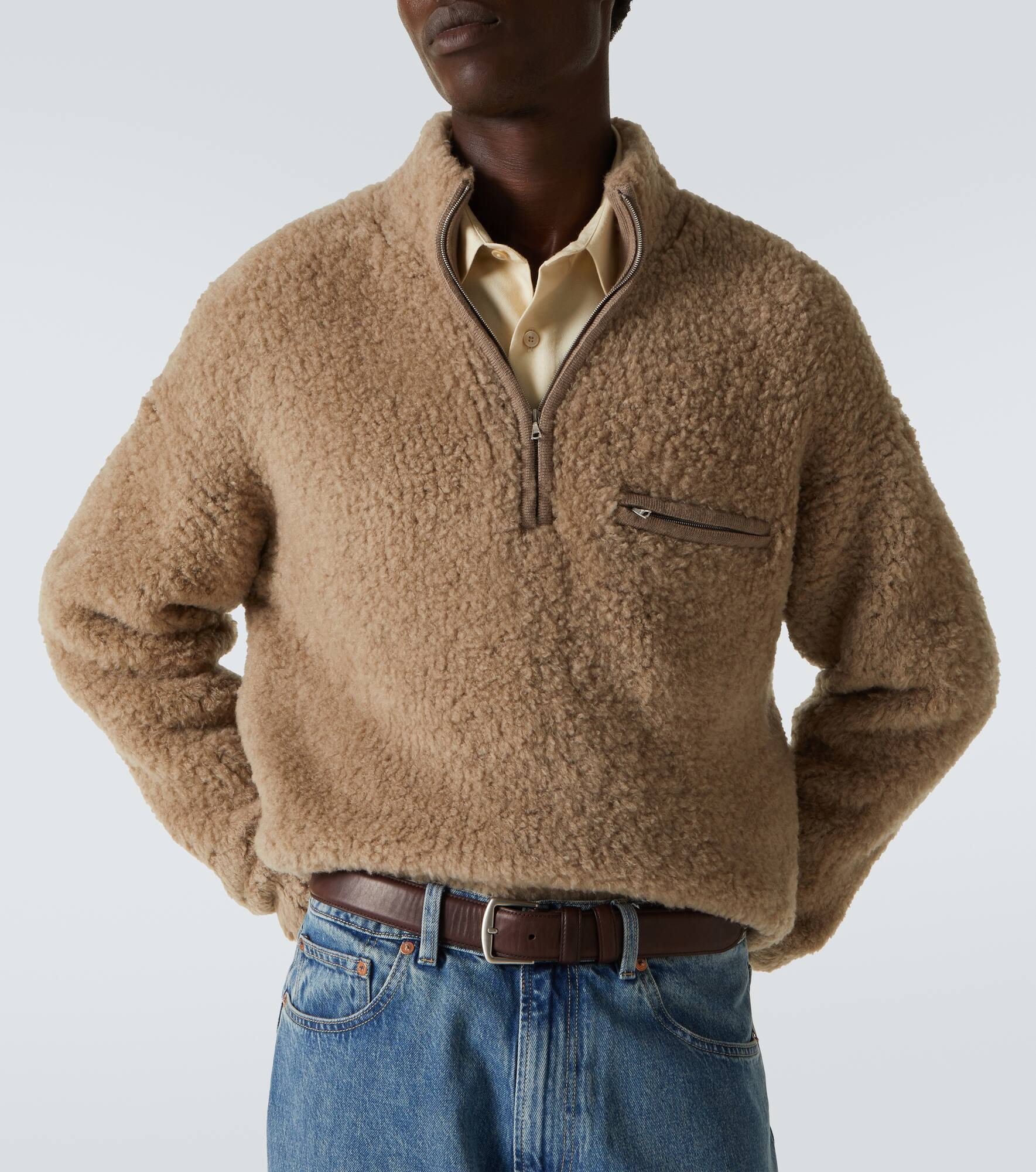 Wool-blend bouclé half-zip sweater - 5