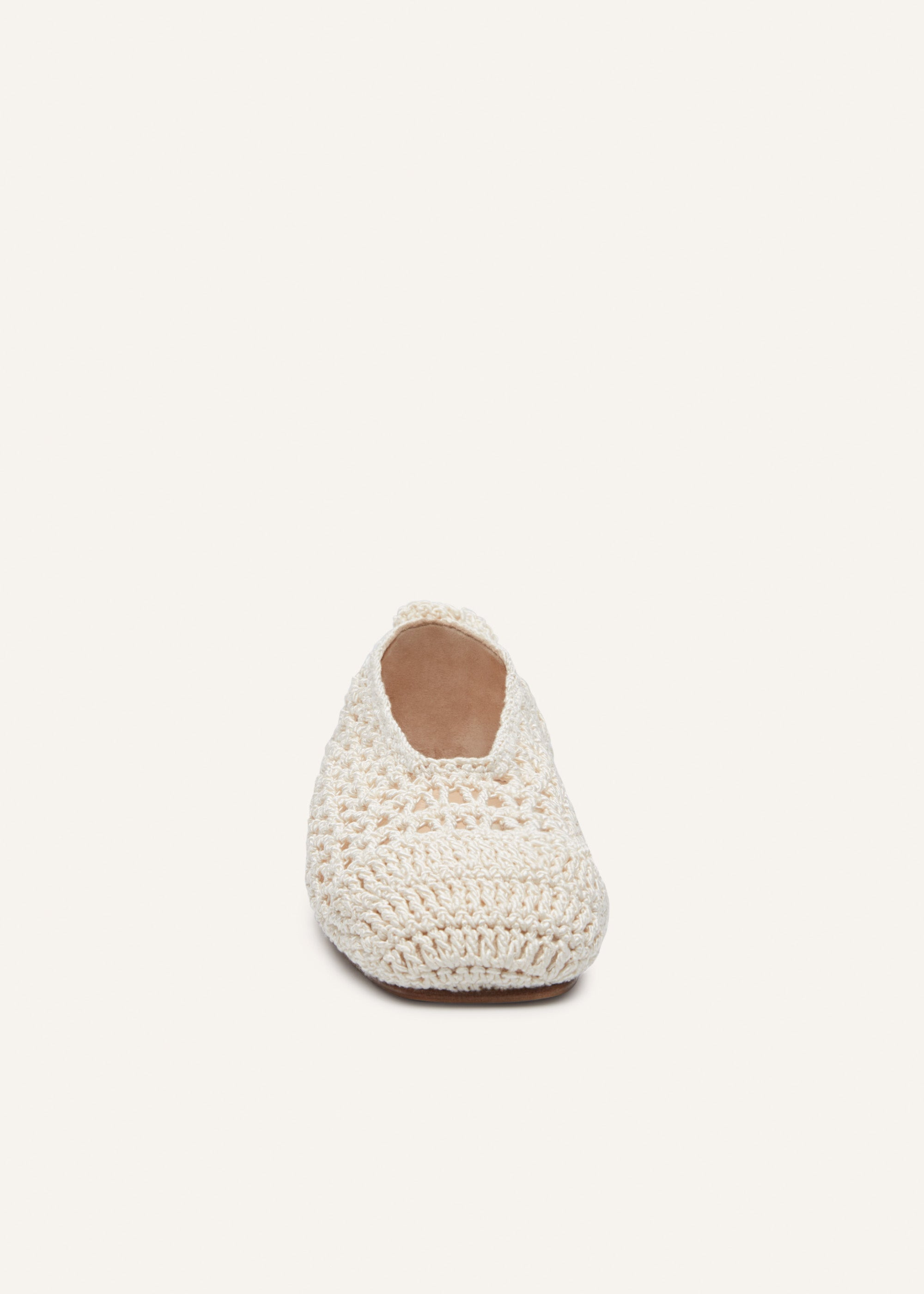 Crochet ballet flats in cream - 3