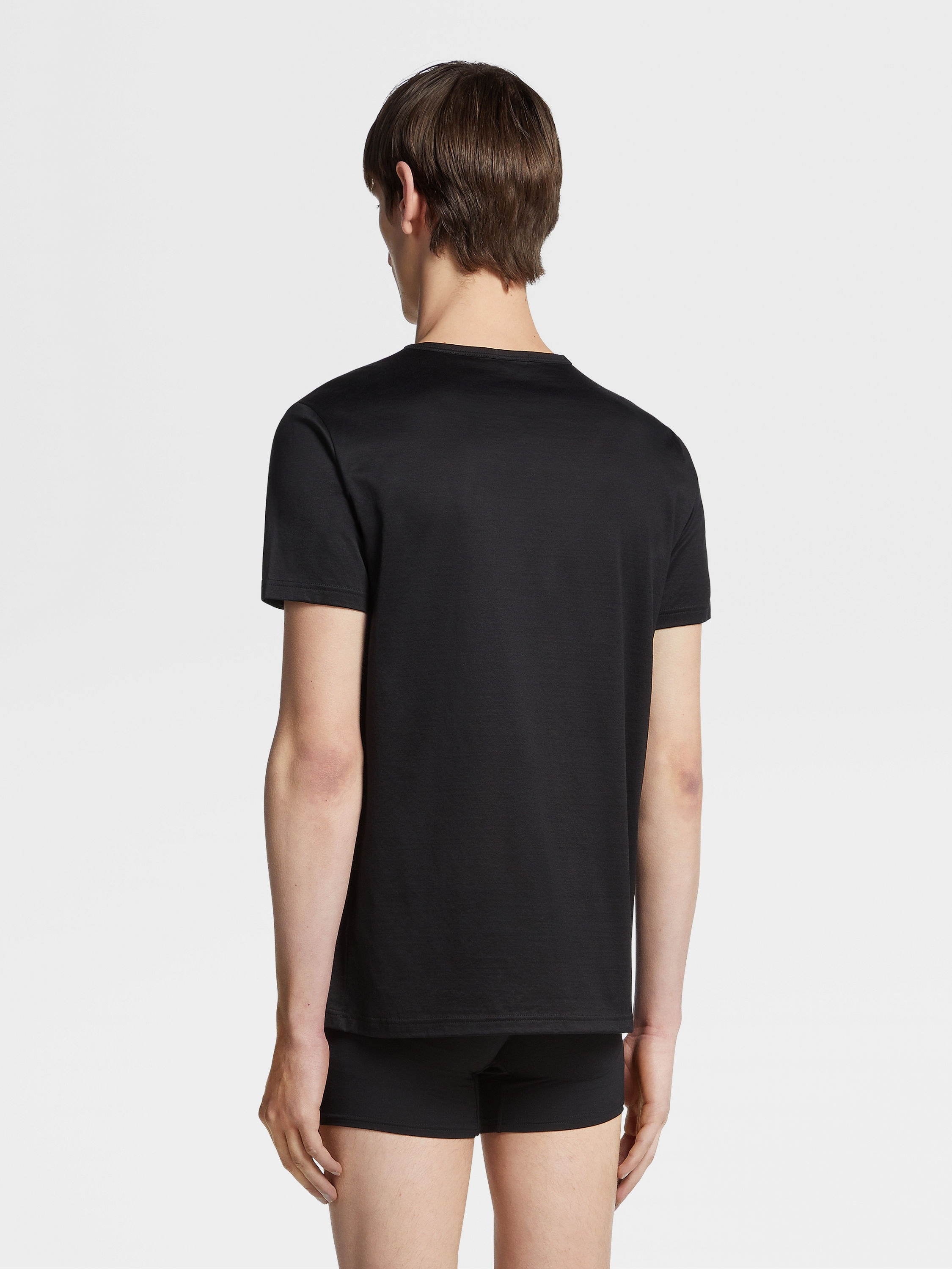 BLACK COTTON T-SHIRT - 4