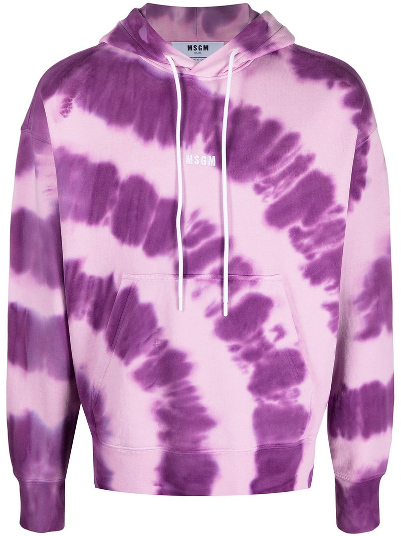 logo-print tie-dye hoodie 1