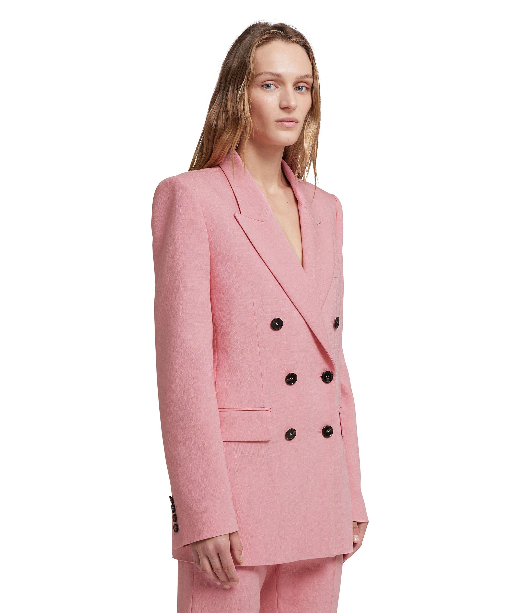 Flamed viscose canvas double-breasted jacket with fluid fabric lining and "desert flowers" print - 4