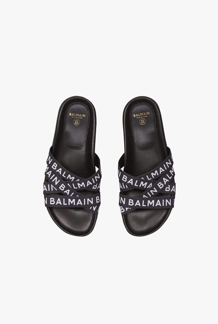 Black Union flip flops with white Balmain logo print - 4