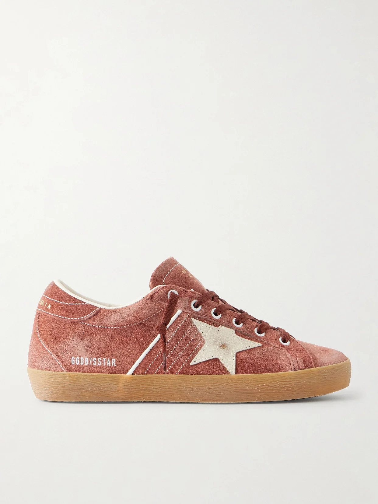 Super-star Distressed Leather-trimmed Suede Sneakers - 1