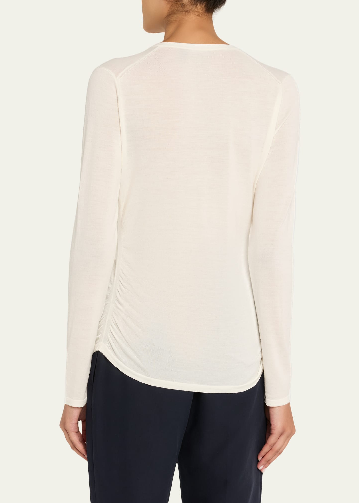 Shirred Fine Wool Cardigan - 3