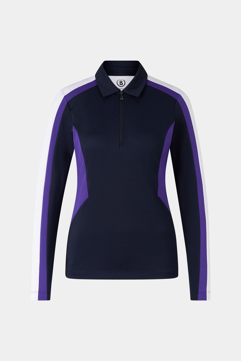 Greta functional long-sleeved top in Navy blue/purple 1