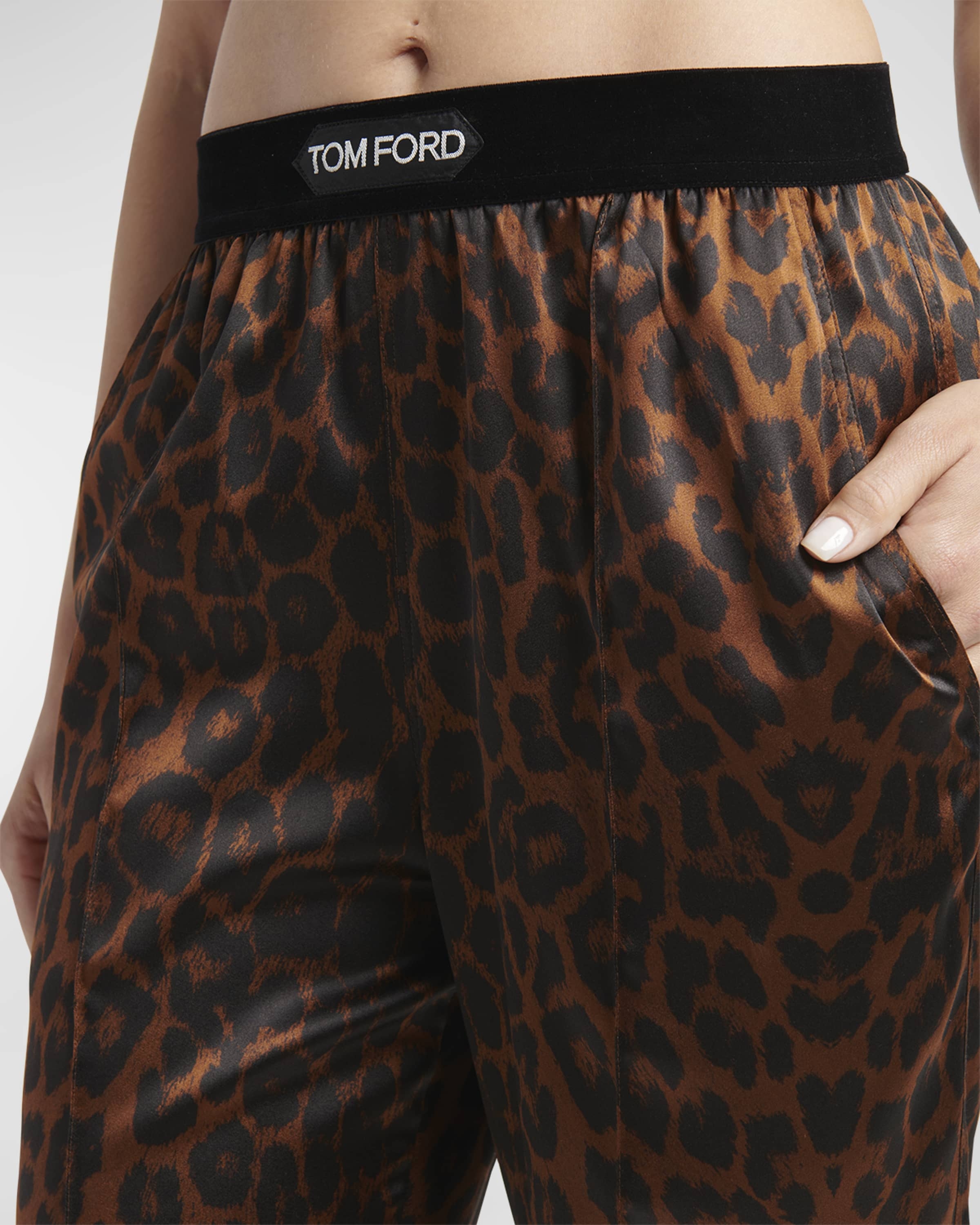 Reflected Leopard Print Silk Signature Pajama Pants - 6