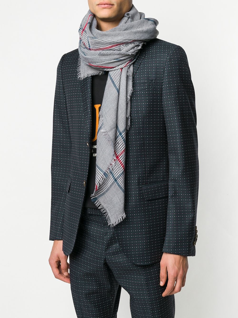 knitted check scarf - 2