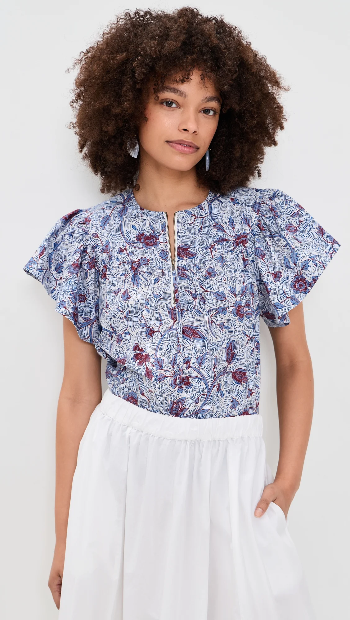 Perline Short Sleeve Cotton Blouse - 1