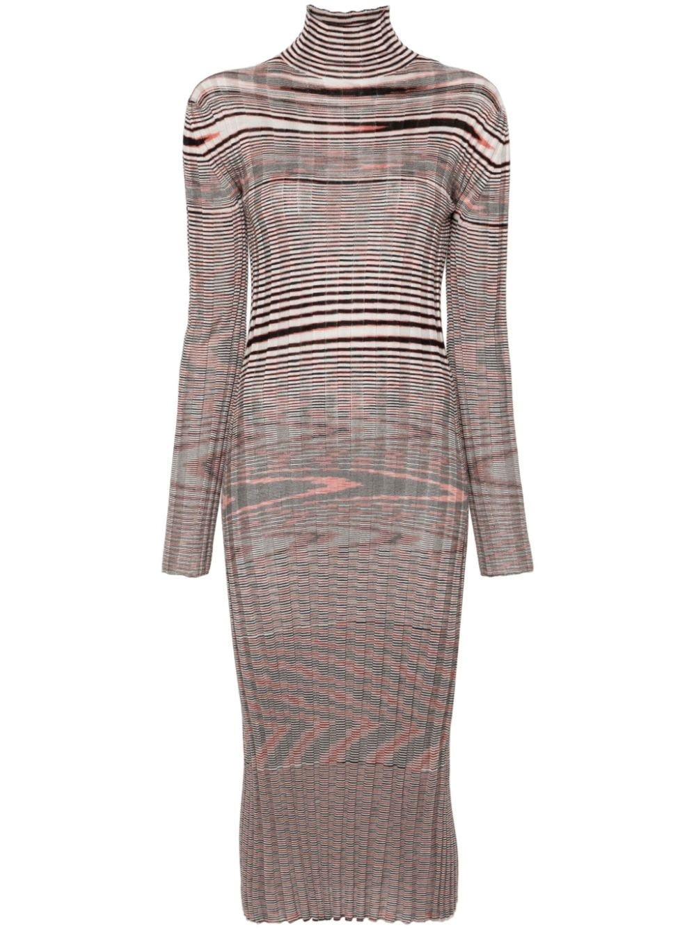 striped ribbed midi dress - 1