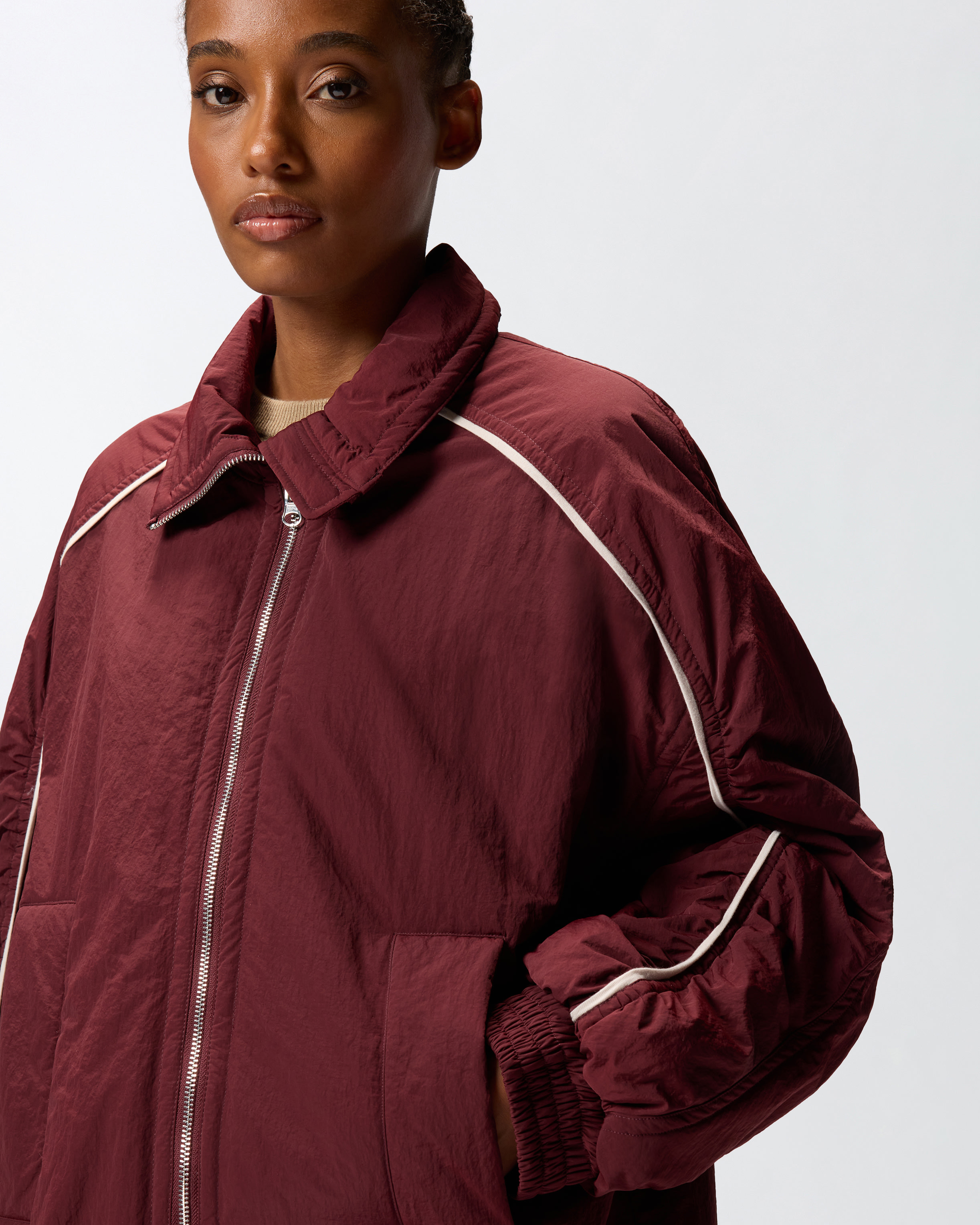 OVERSIZED BLOUSON JACKET WITH CONTRASTING EDGING - 5