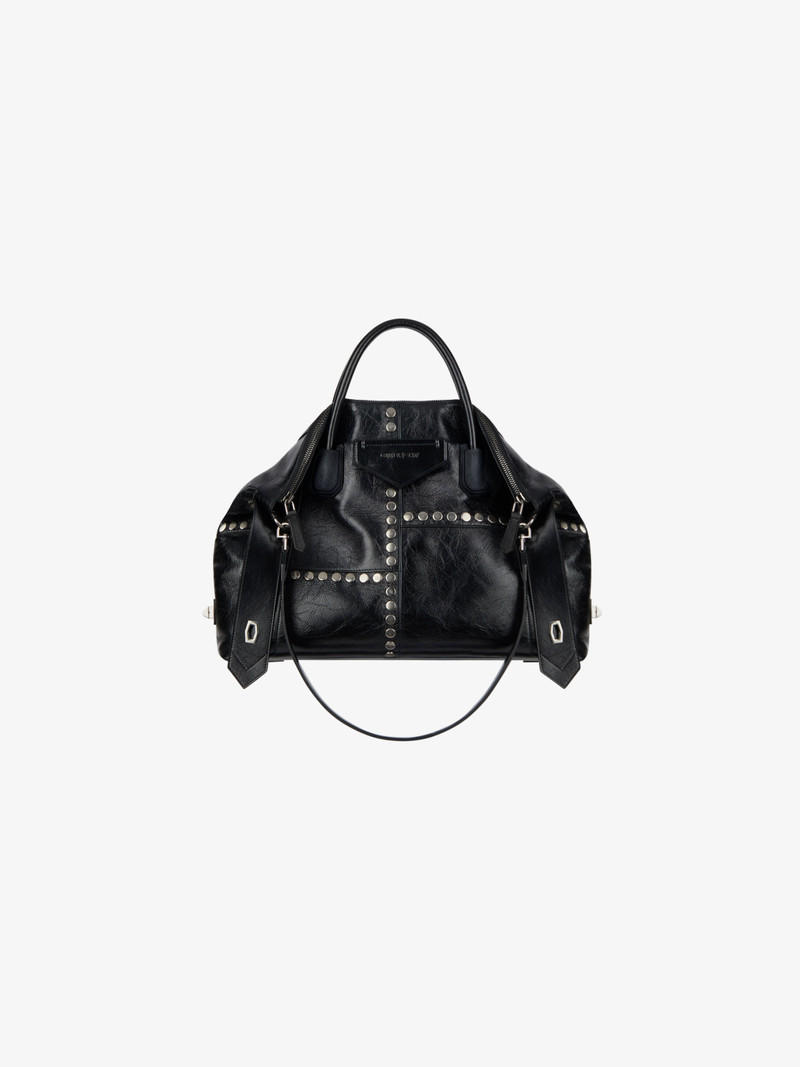 Medium Antigona Soft bag in vintage leather with studs 1