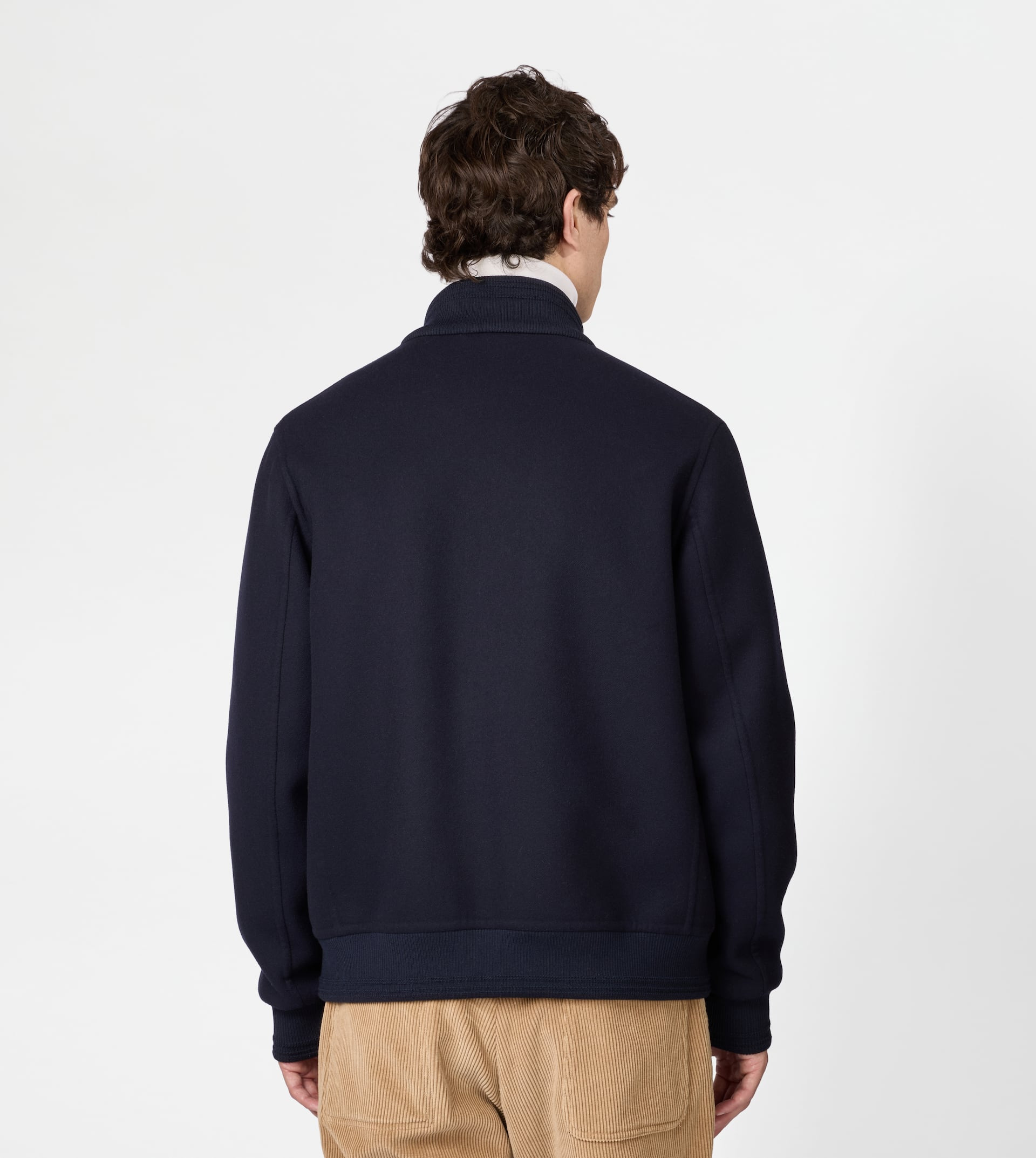 BOMBER JACKET IN WOOL DOUBLE FABRIC - BLUE - 4
