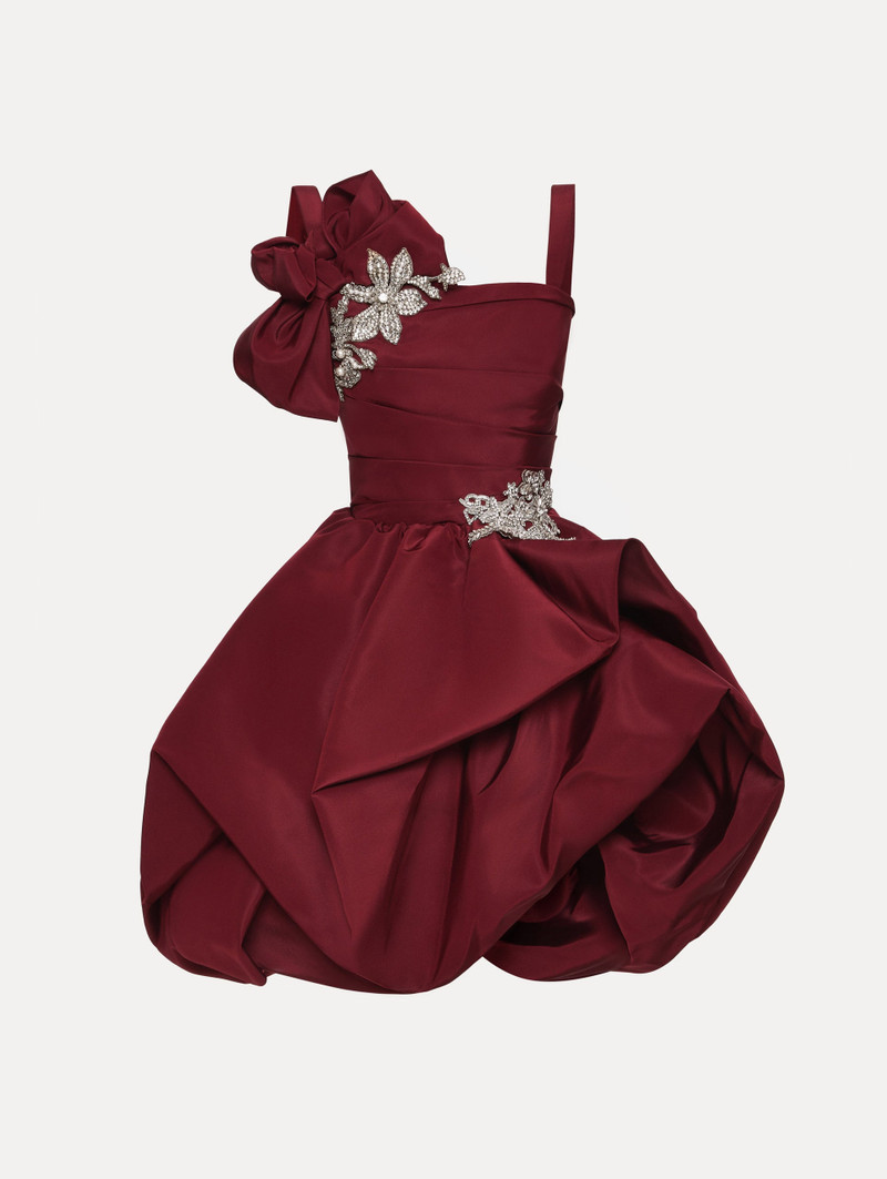 BROOCH EMBROIDERED COCKTAIL SLEEVELESS DRESS 1