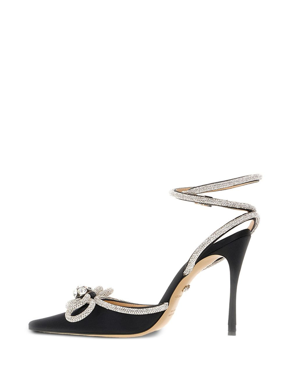 crystal-embellished leather heeled pumps - 3