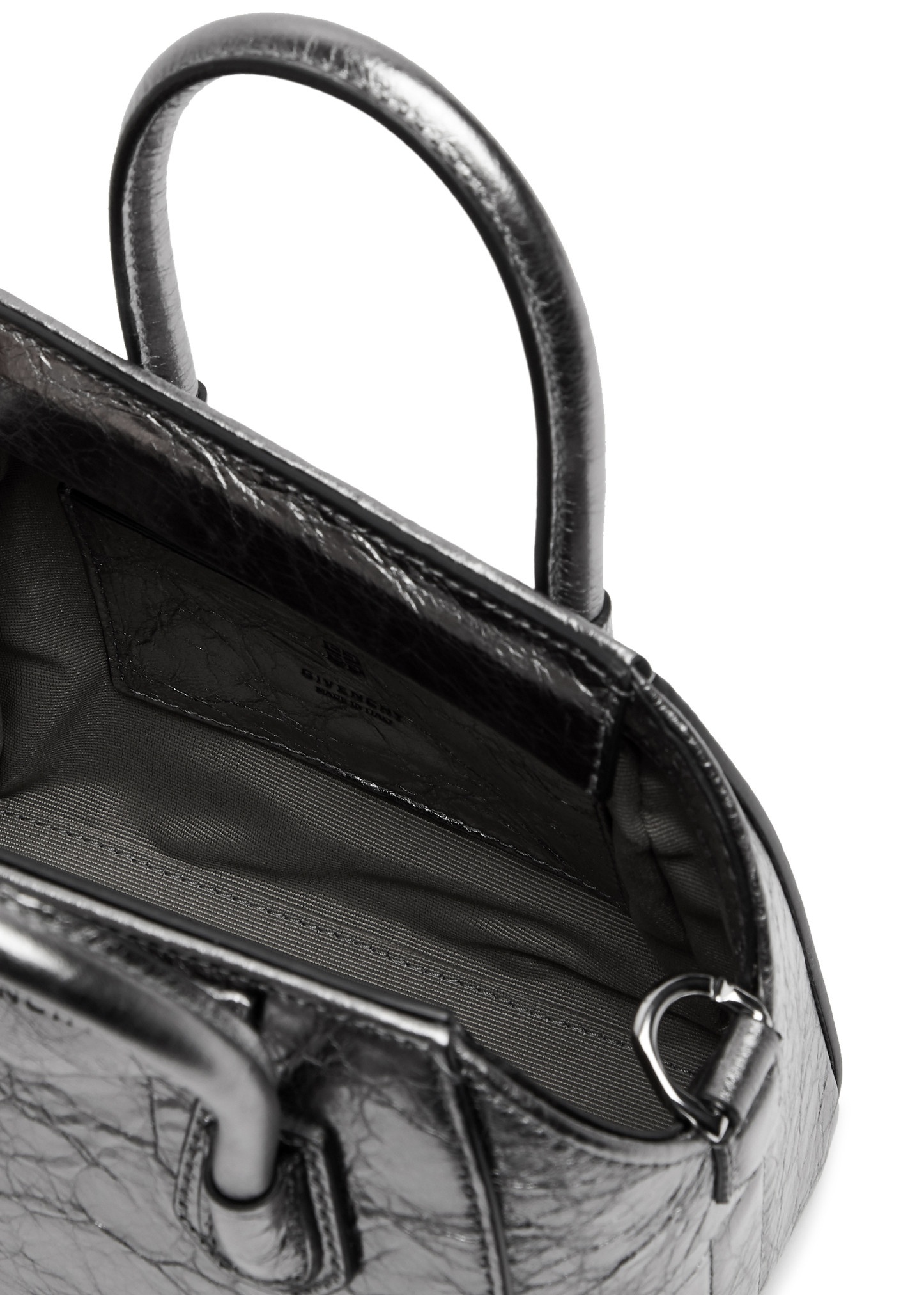 Antigona Toy metallic leather top handle bag - 4