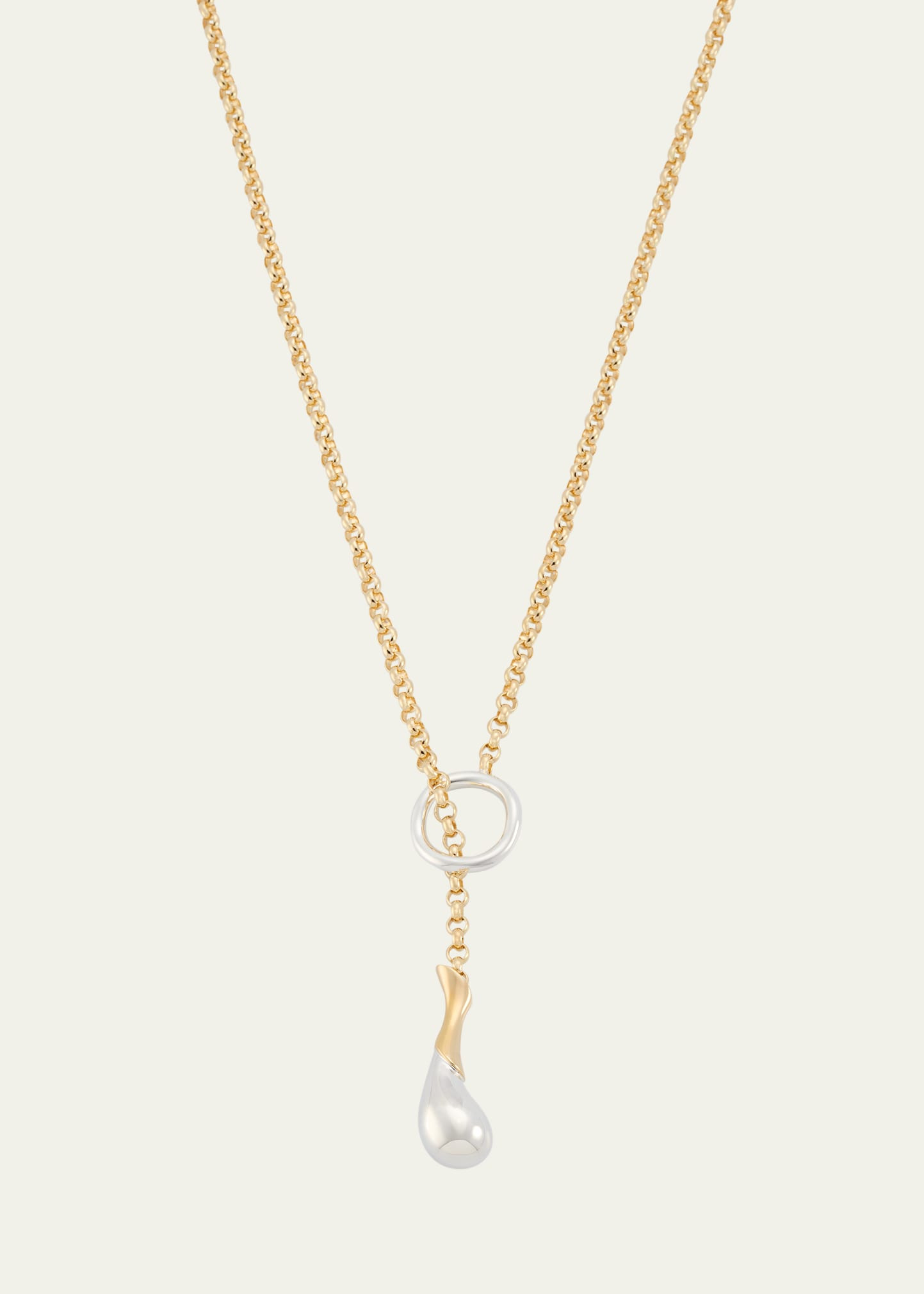 Silver and Gold Drop Chain Necklace - 1