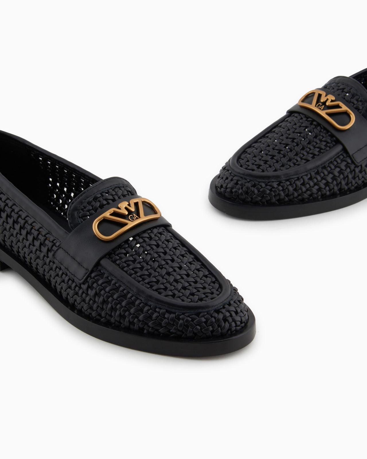 INTERWOVEN LOAFERS WITH LEATHER DETAILS AND EAGLE PLATE - 5