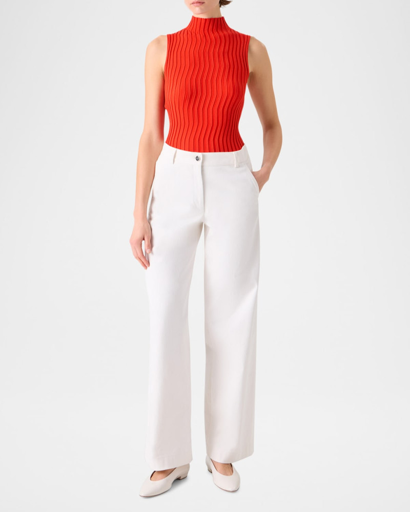AKRIS Mock-Neck Wave Knit Sleeveless Top outlook
