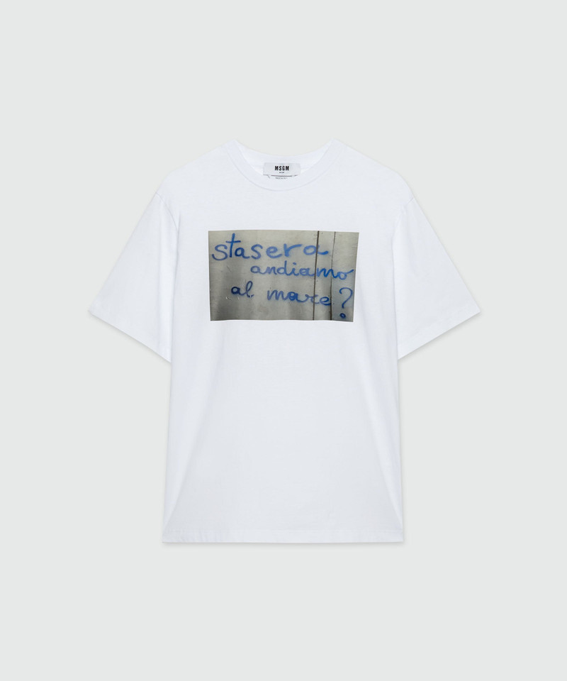 White cotton T-Shirt with MSGM quotes 1